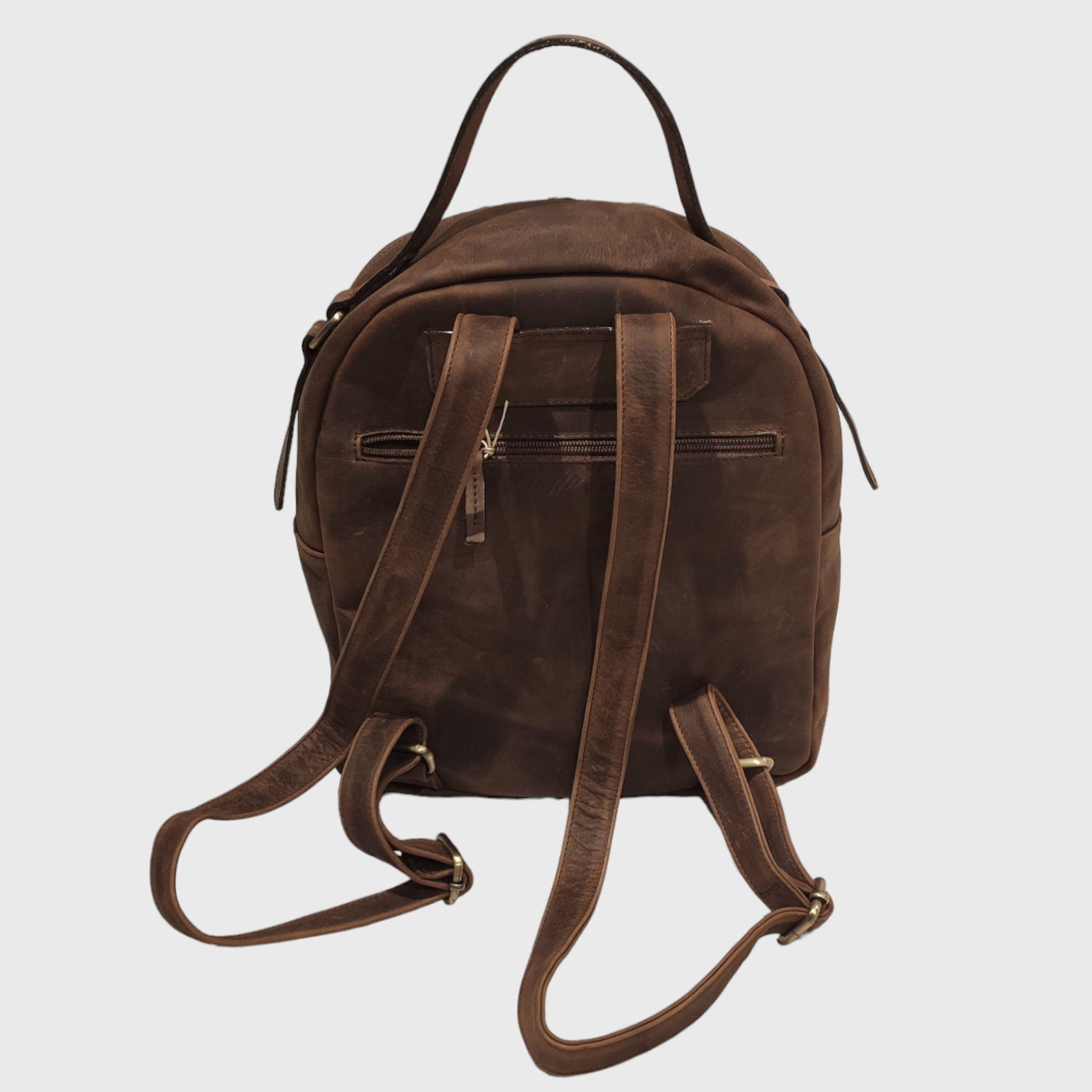 Zaino in pelle, borsa in pelle, vera pelle, Venty mini marrone, artigianato italiano, Pelle Nuda Milano