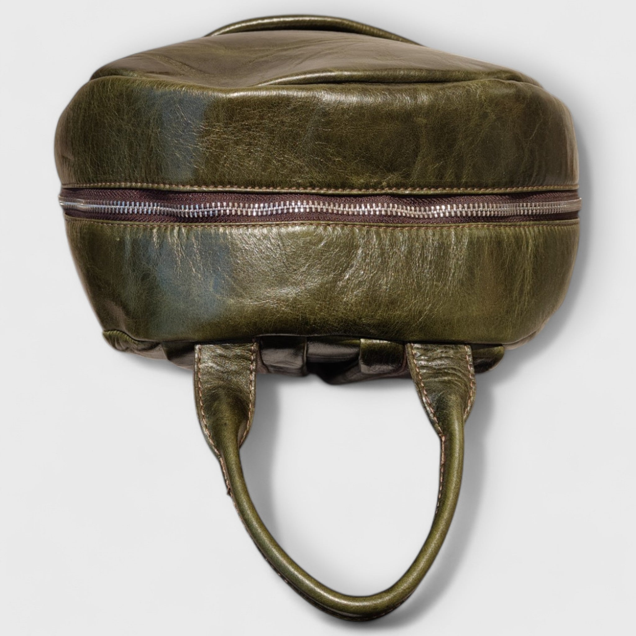 Pelletteria Pelle Nuda Milano, Artigianato Italiano, Vera pelle, Zaino Venty verde, uomo donna