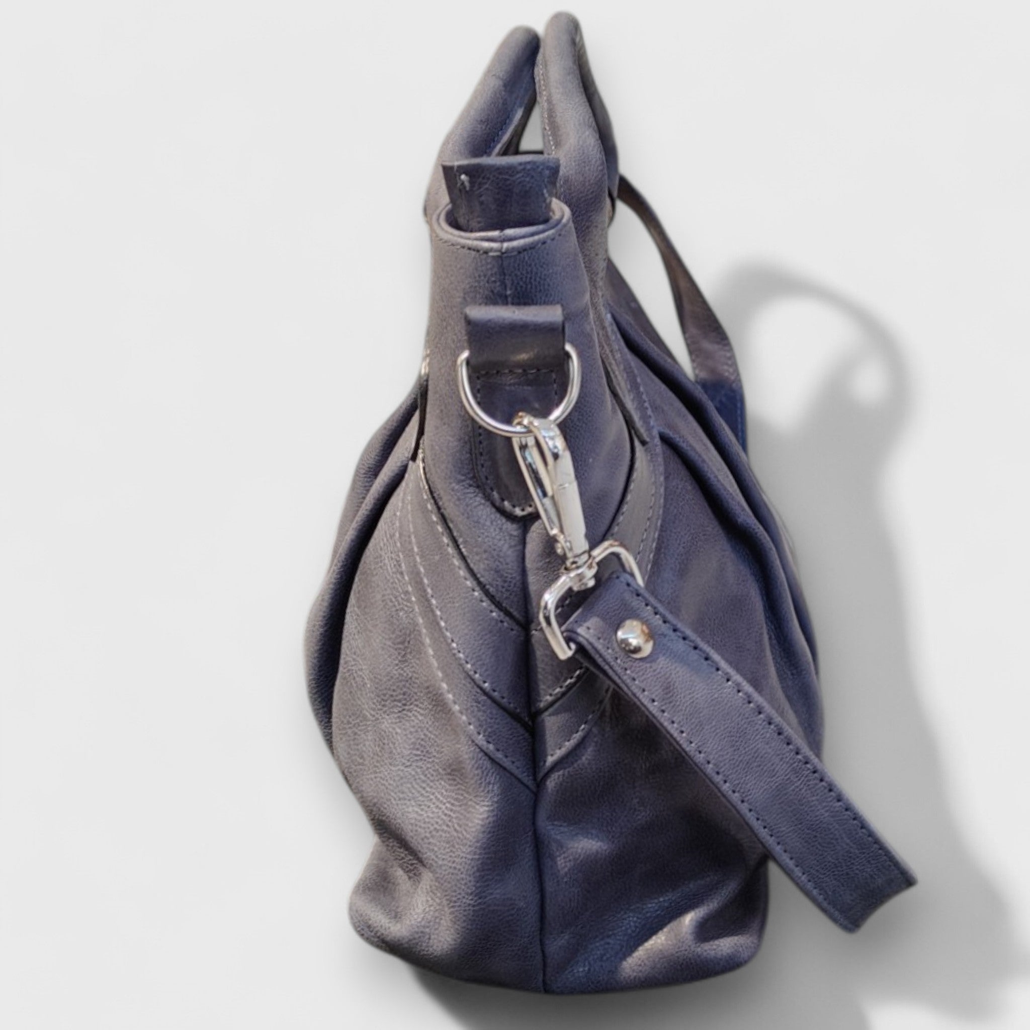 Pelletteria Pelle Nuda Milano, Artigianato Italiano, Vera pelle, Borsa donna, Veronica blu