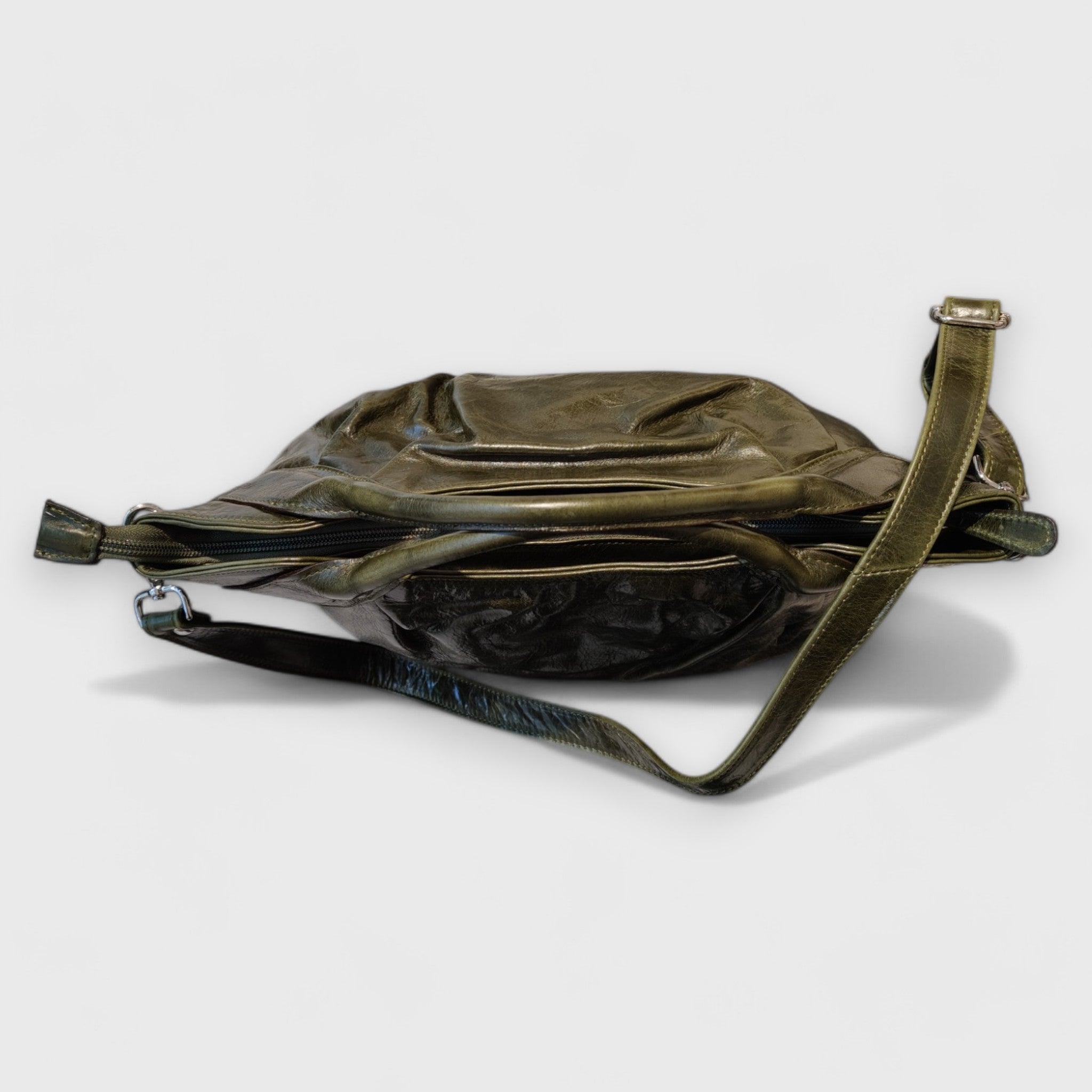 Pelletteria Pelle Nuda Milano, Artigianato Italiano, Vera pelle, Borsa donna, Veronica verde