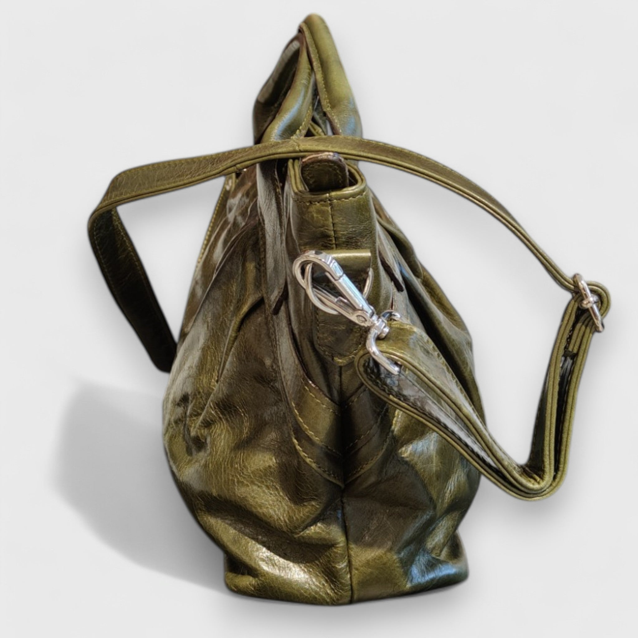 Pelletteria Pelle Nuda Milano, Artigianato Italiano, Vera pelle, Borsa donna, Veronica verde