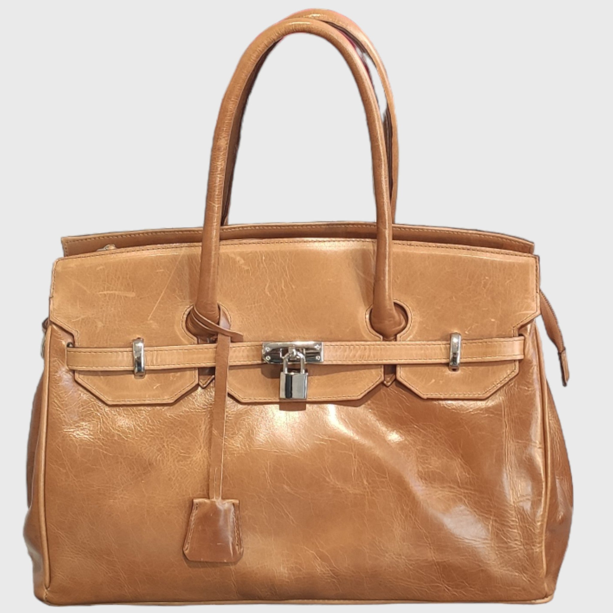 Pelletteria Pelle Nuda Milano, Artigianato italiano, Borsa donna, Birkin, Vera pelle, VIP marrone