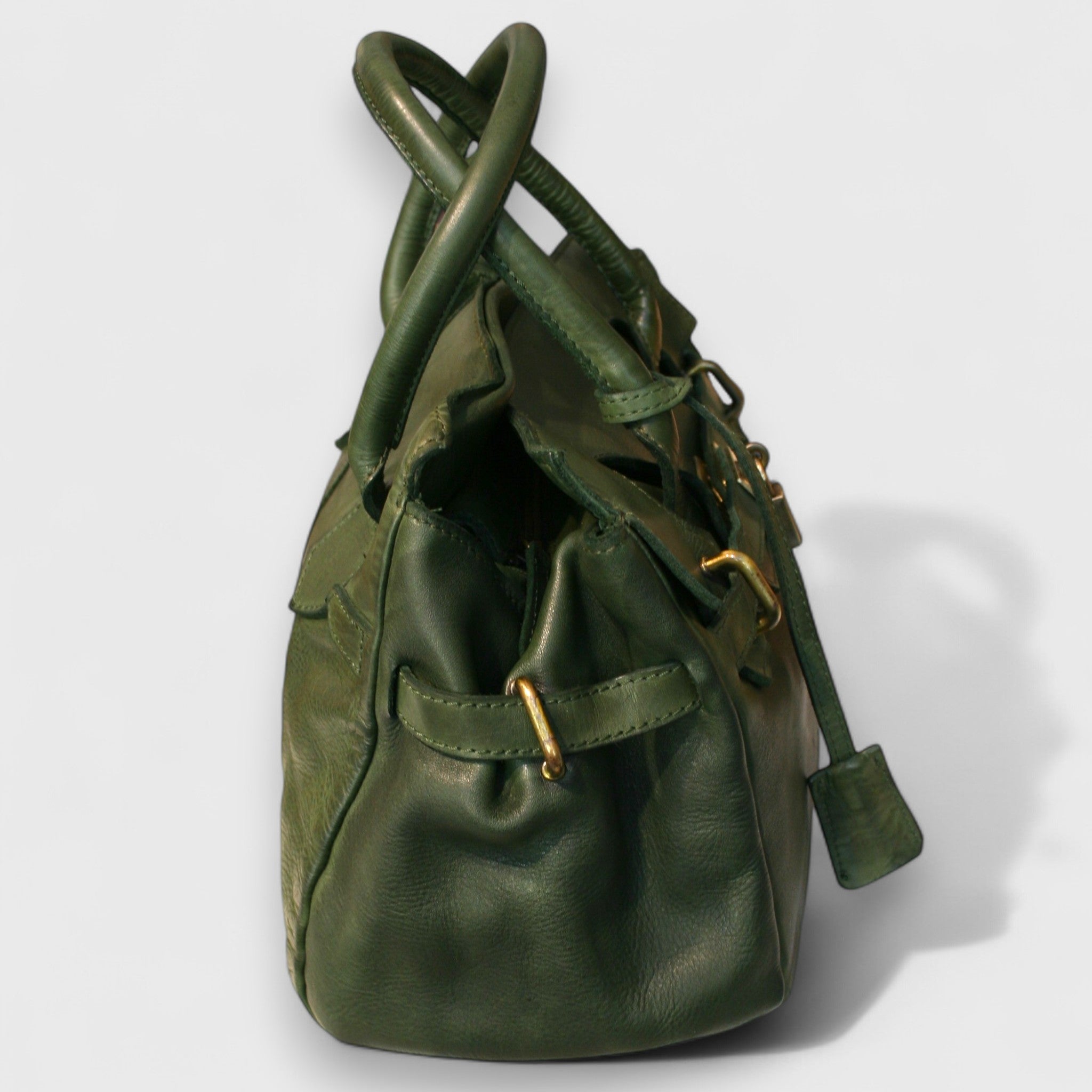 Pelletteria Pelle Nuda Milano, Artigianato Italiano, Vera pelle, Negozio borse donna, Vip Mini cuoio lavato verde