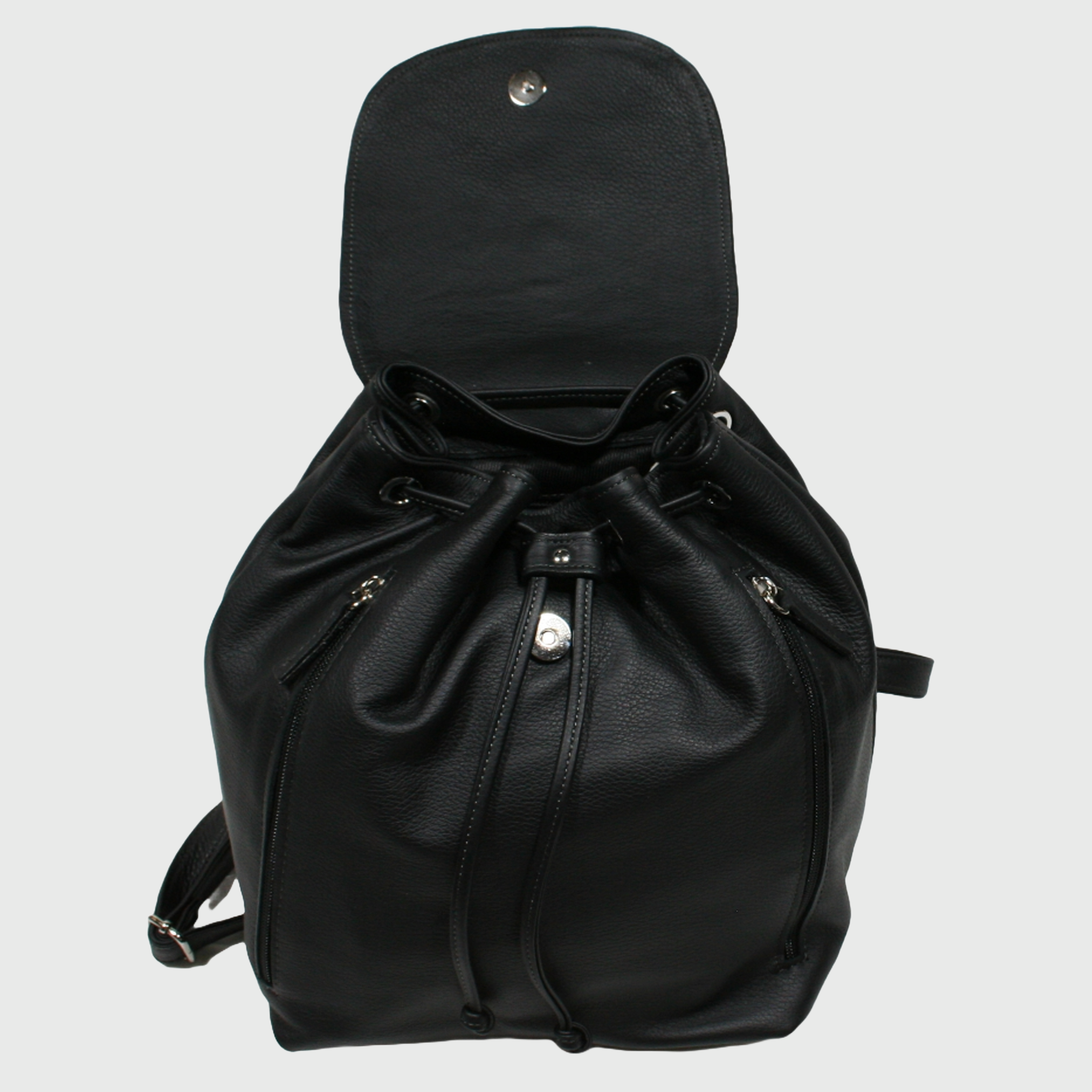 Zaino donna, borsa in pelle, vera pelle, Nero, artigianato italiano, Pelle Nuda Milano