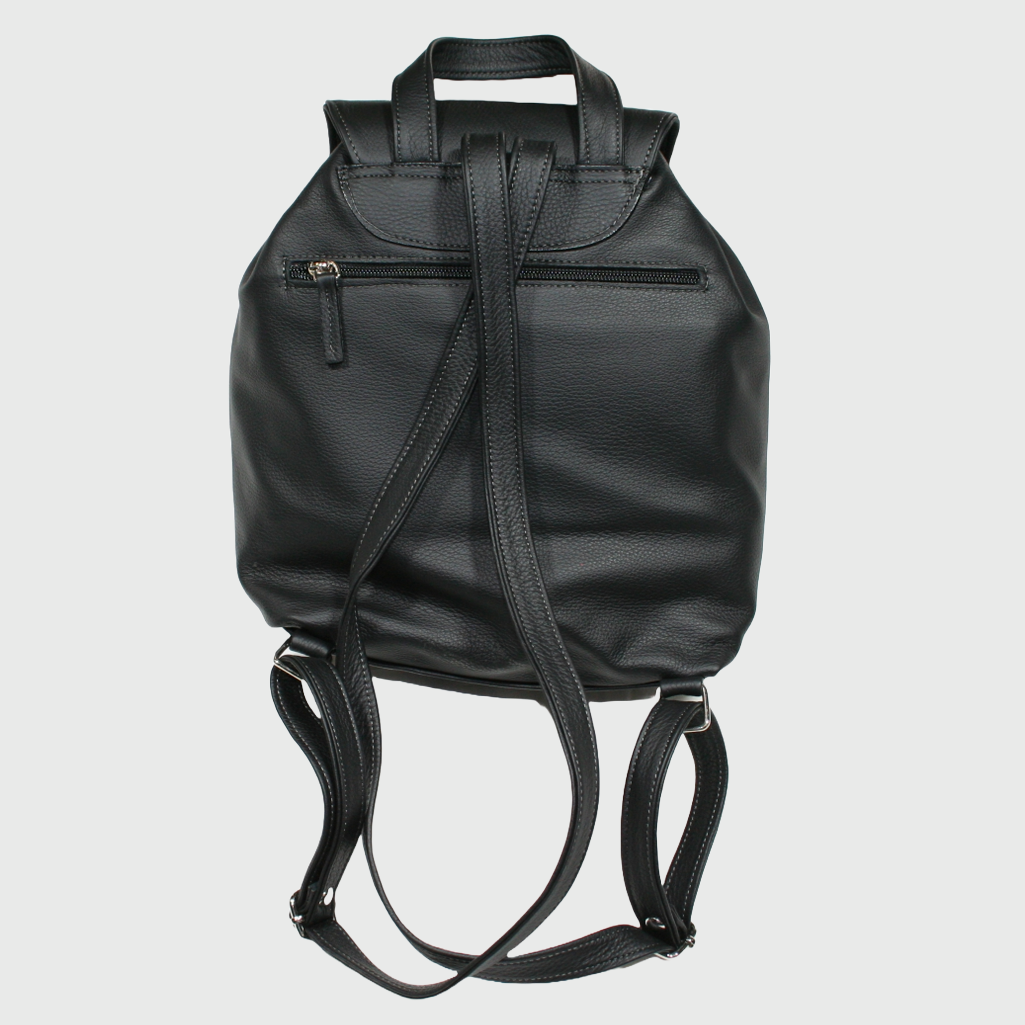 Zaino donna, borsa in pelle, vera pelle, Nero, artigianato italiano, Pelle Nuda Milano