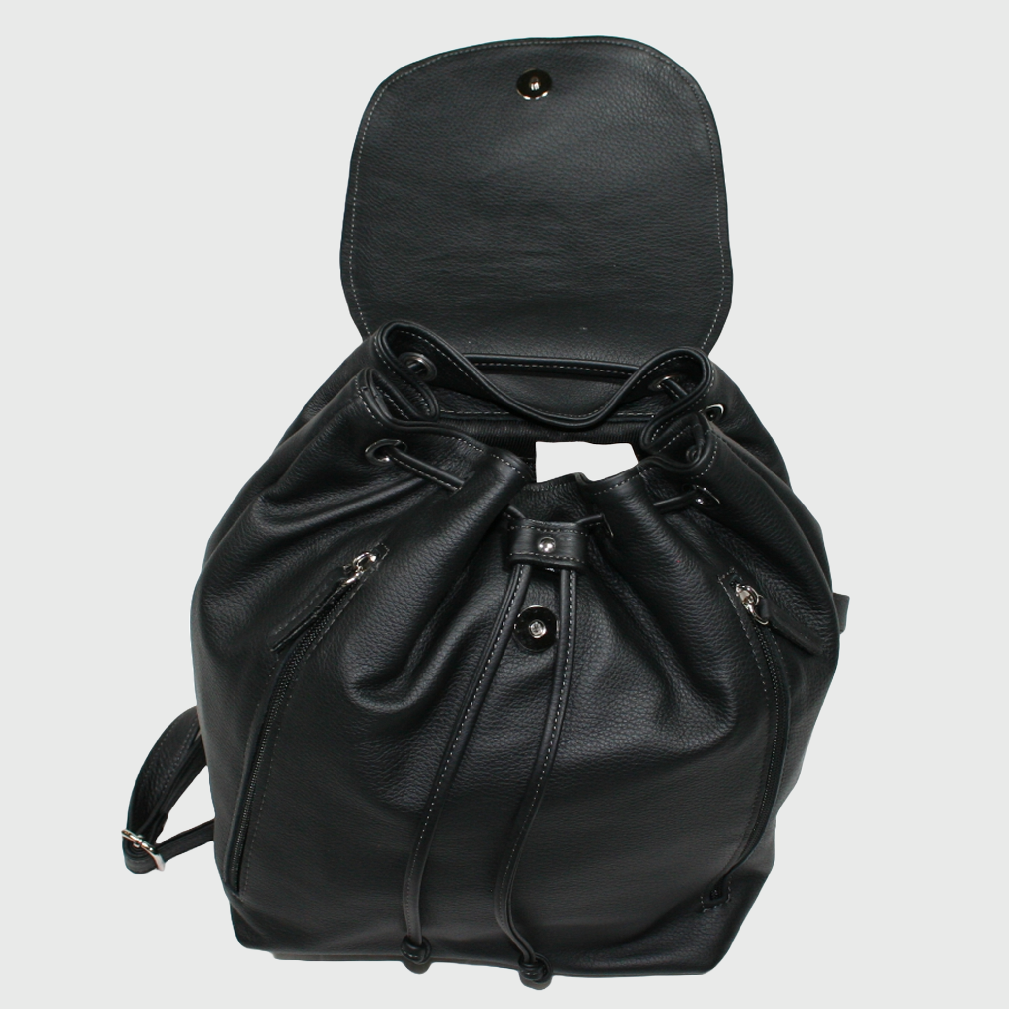 Zaino donna, borsa in pelle, vera pelle, Nero, artigianato italiano, Pelle Nuda Milano