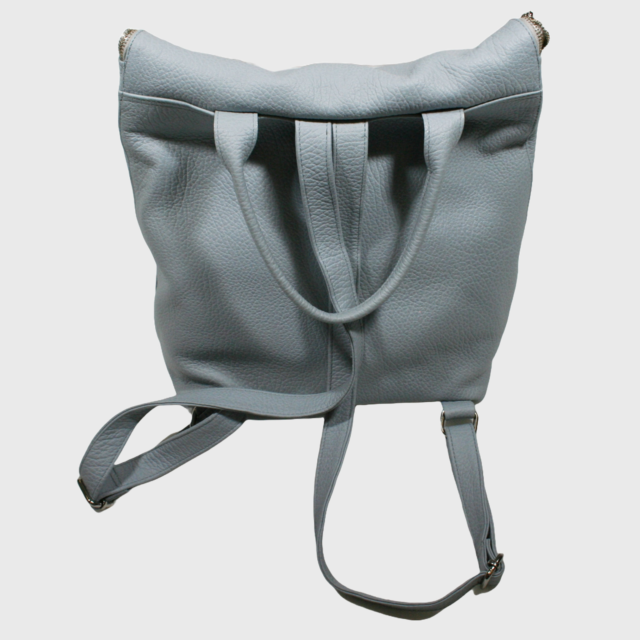 Borsa donna, borsa in pelle, vera pelle, Zaino Cerniera azzurro, artigianato italiano, Pelle Nuda