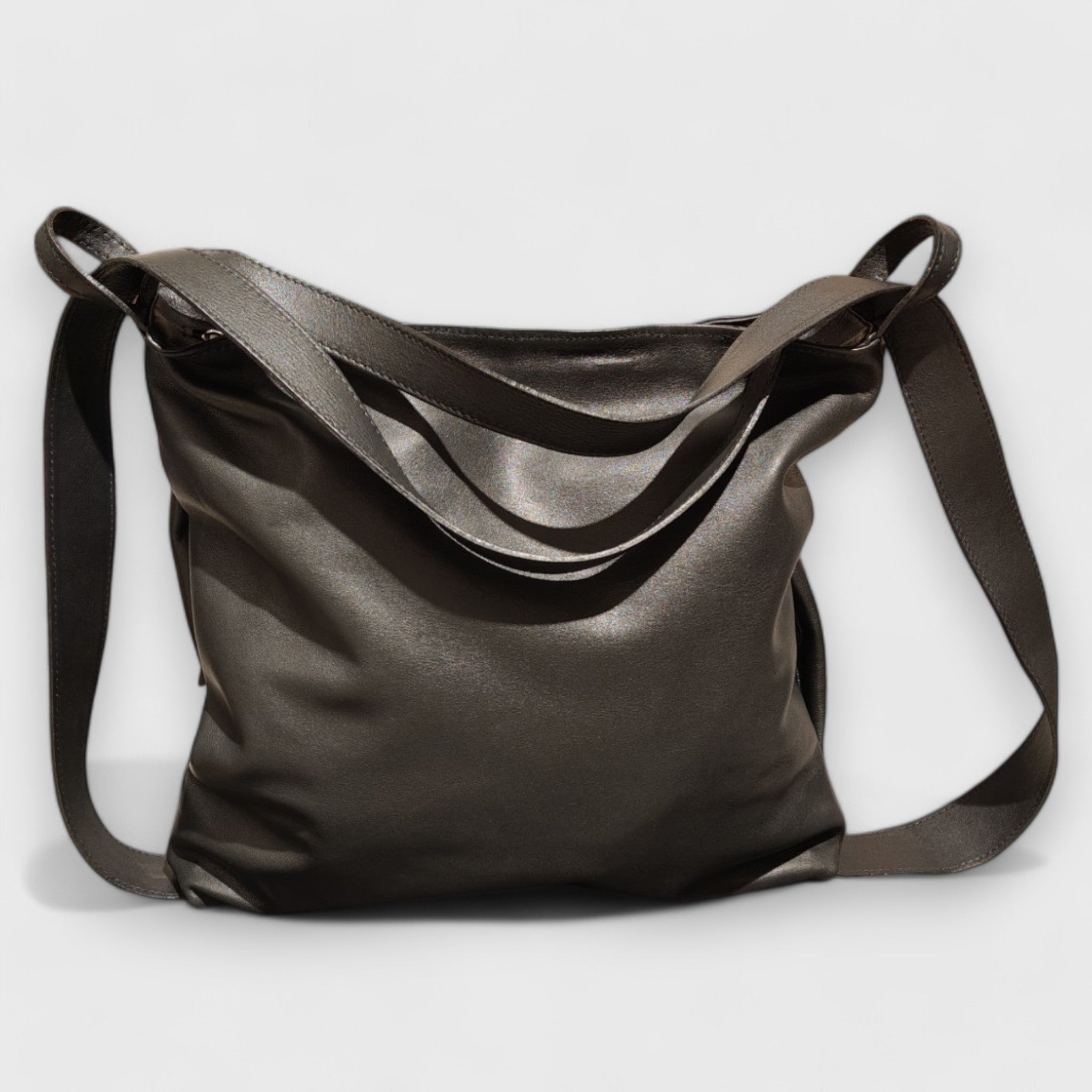 Pelletteria Pelle Nuda Milano, Artigianato Italiano, Vera pelle, Borsa donna, Zaino Roma nero