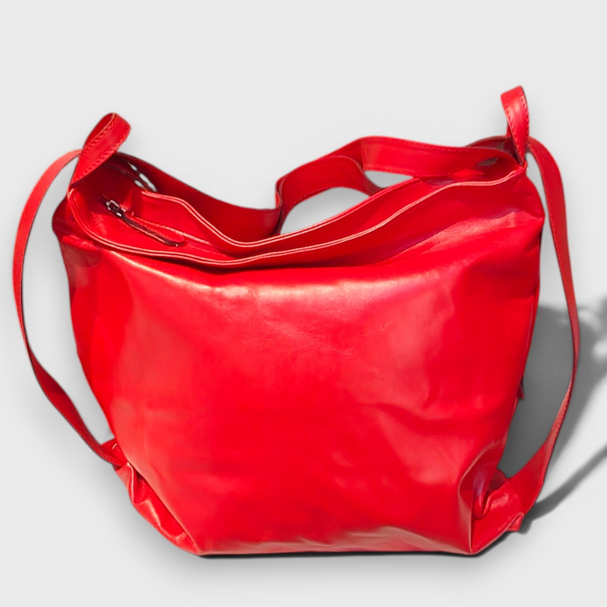 Pelletteria Pelle Nuda Milano, Vera pelle italiana, Negozio borse donna, Zaino Roma rosso