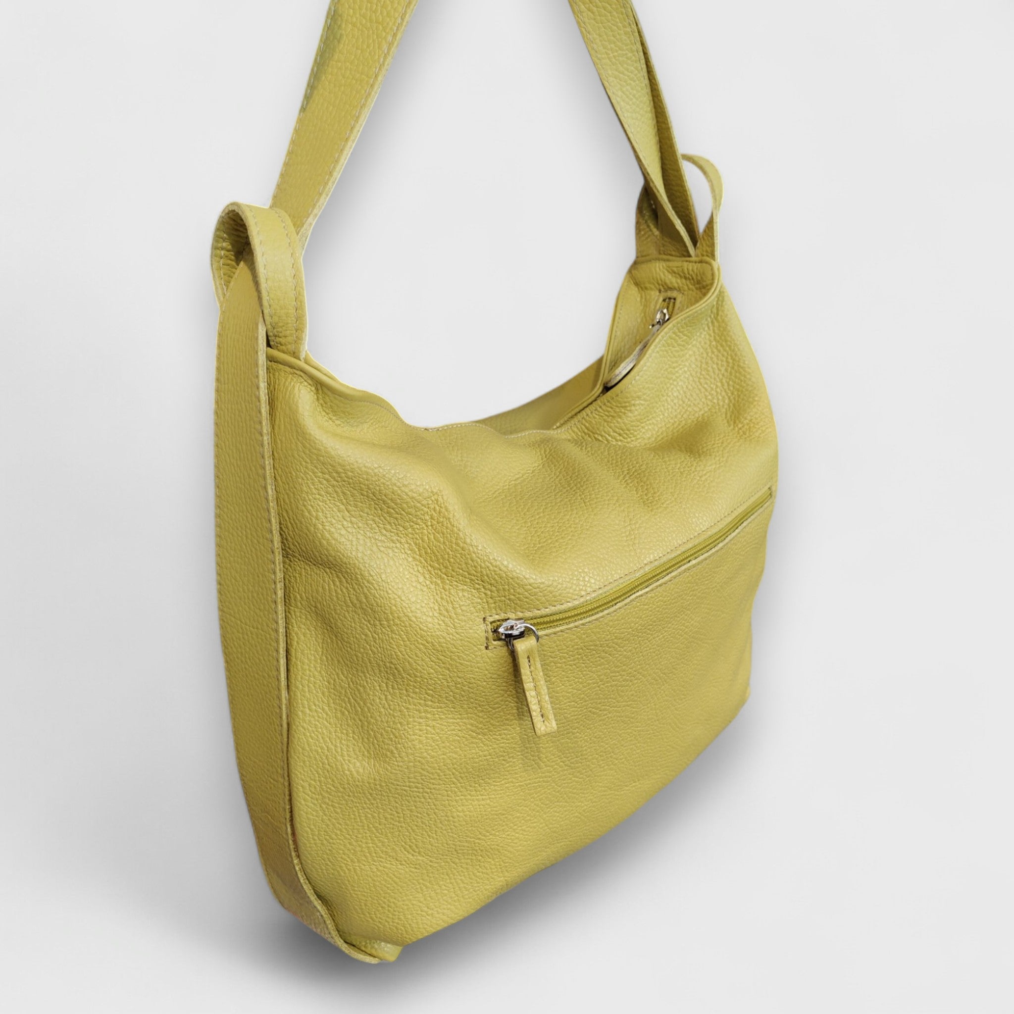 Pelletteria Pelle Nuda Milano, Artigianato Italiano, Vera Pelle, Negozio borse donna, Zaino Roma verde