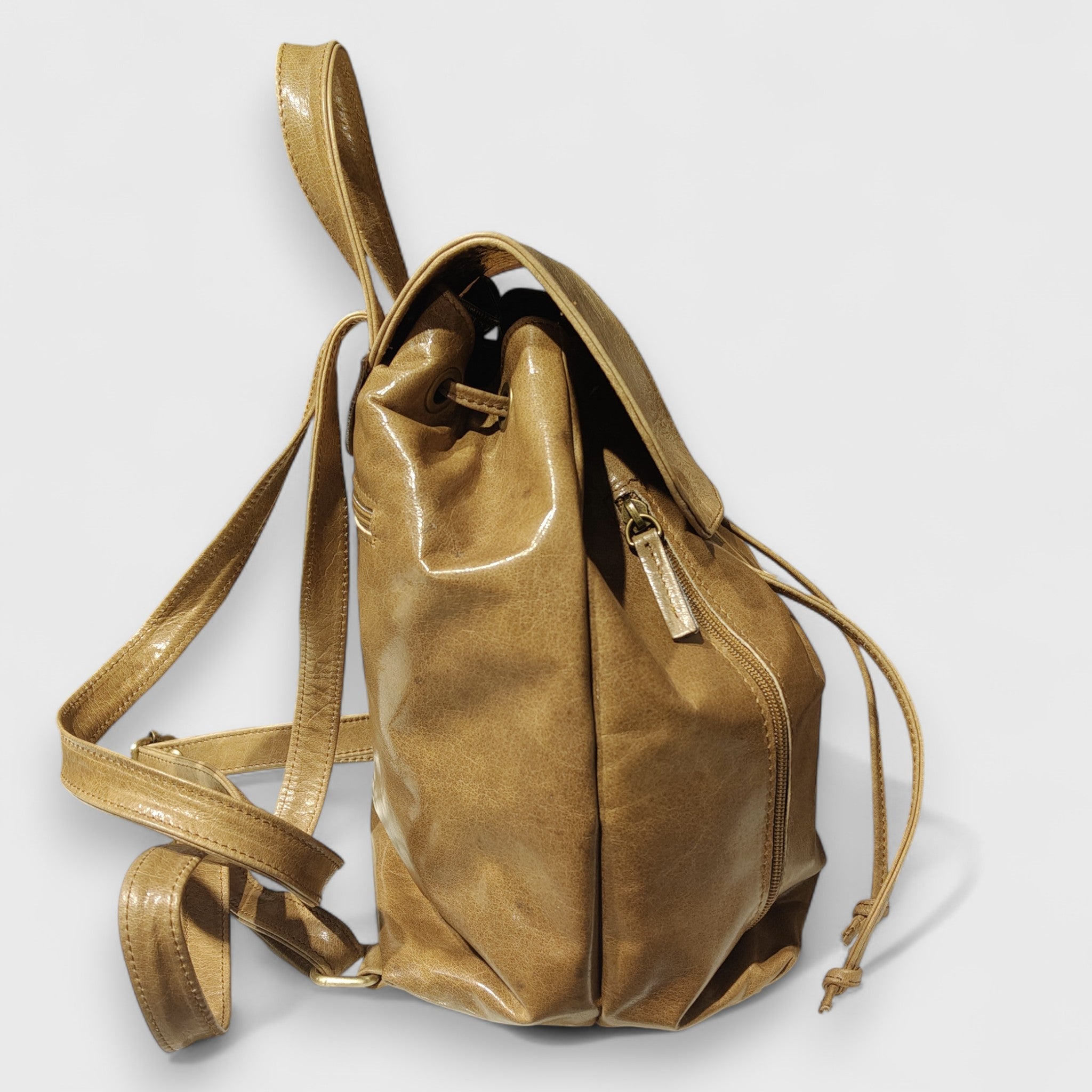 Pelletteria Pelle Nuda Milano, Artigianato Italiano, Vera pelle, borse donna uomo, Zaino Tappo verde