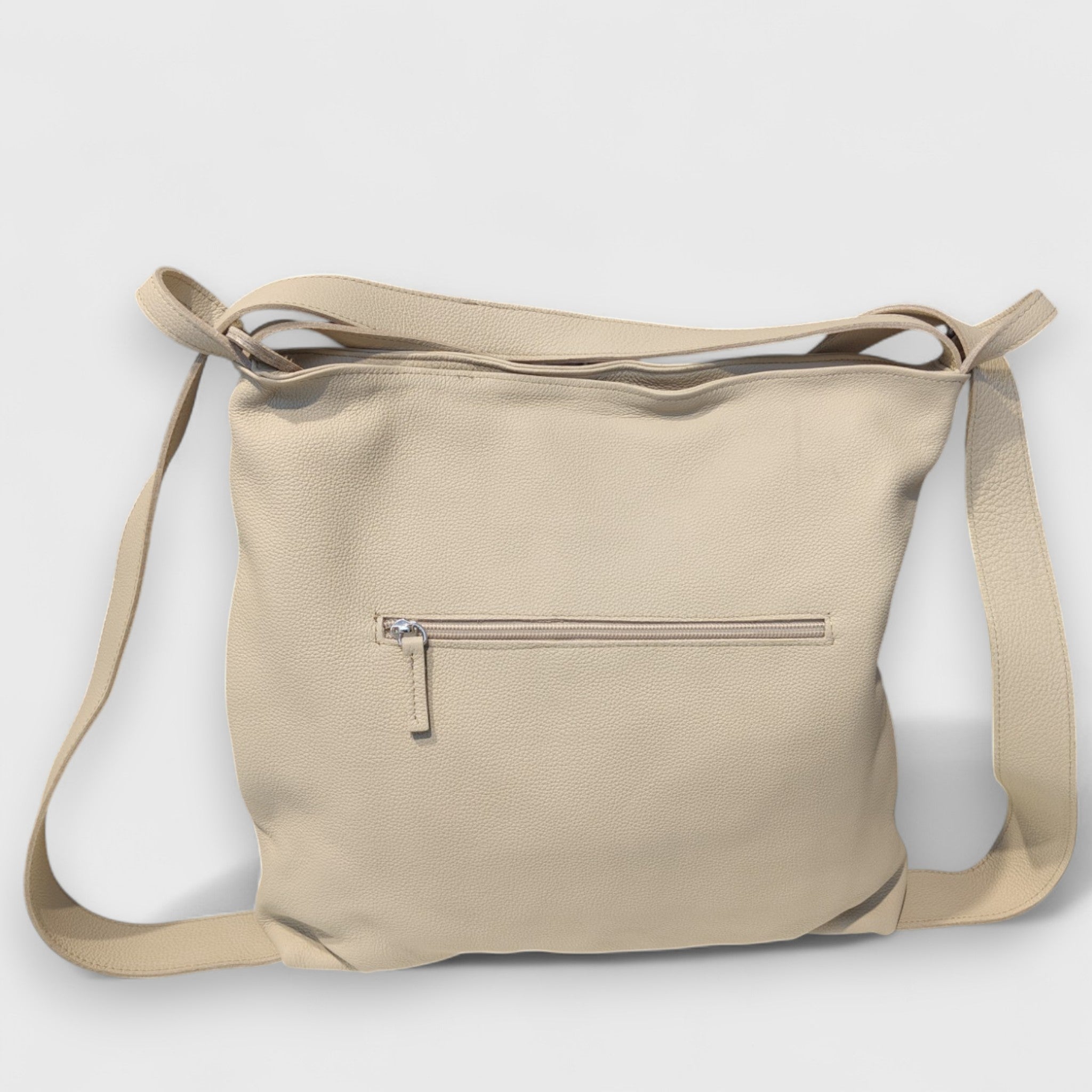 Pelletteria Pelle Nuda Milano, Artigianato Italiano, Vera pelle, Negozio borse donna, Zaino Roma beige