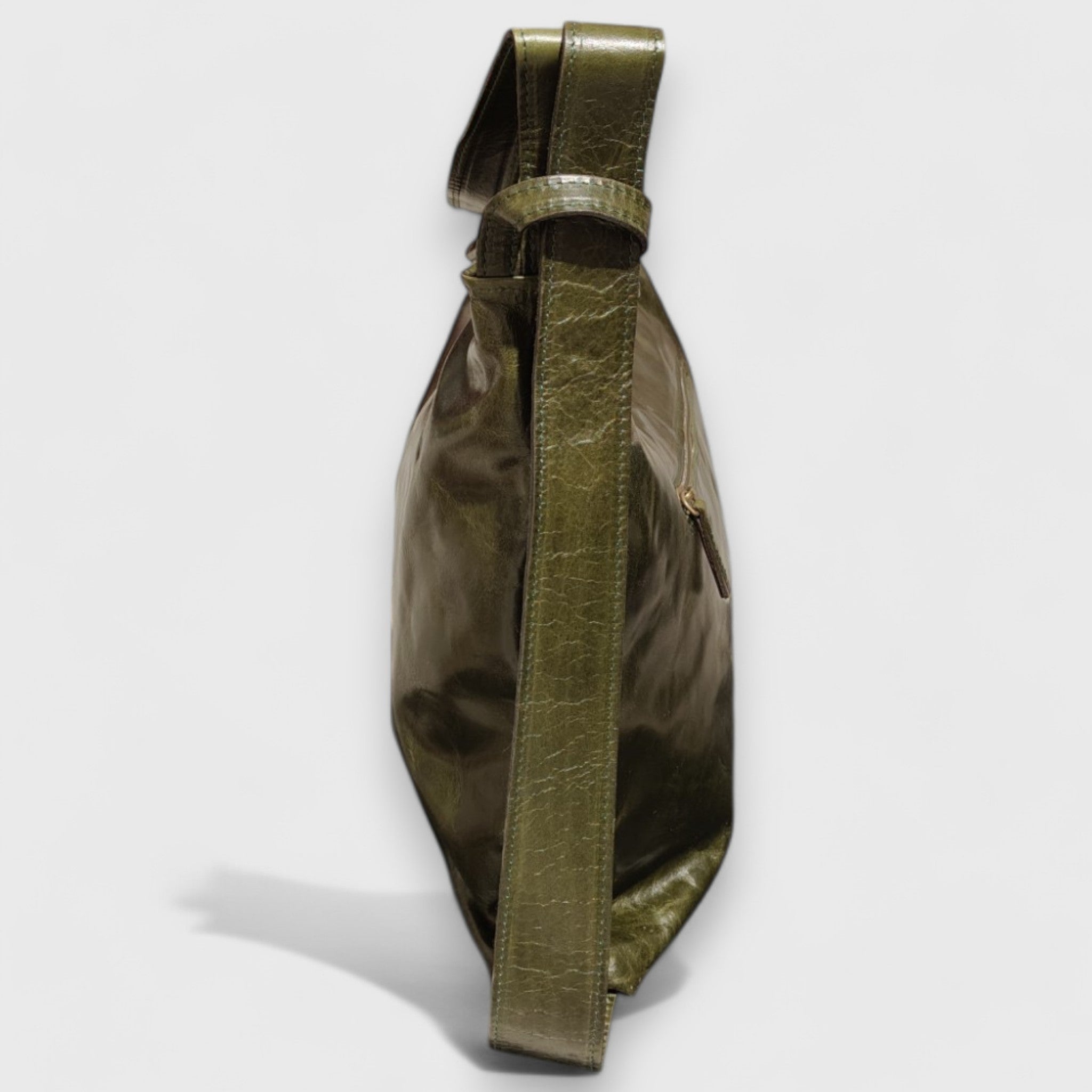 Pelletteria Pelle Nuda Milano, Artigianato Italiano, Vera pelle, Borsa donna, Zaino Roma verde