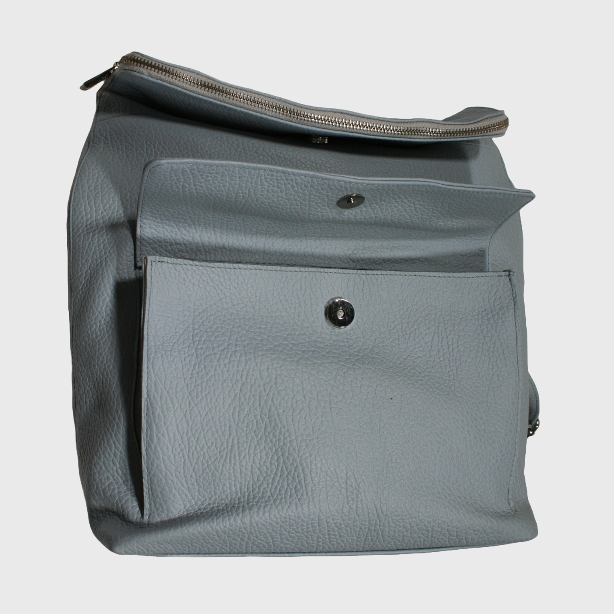 Borsa donna, borsa in pelle, vera pelle, Zaino Cerniera azzurro, artigianato italiano, Pelle Nuda