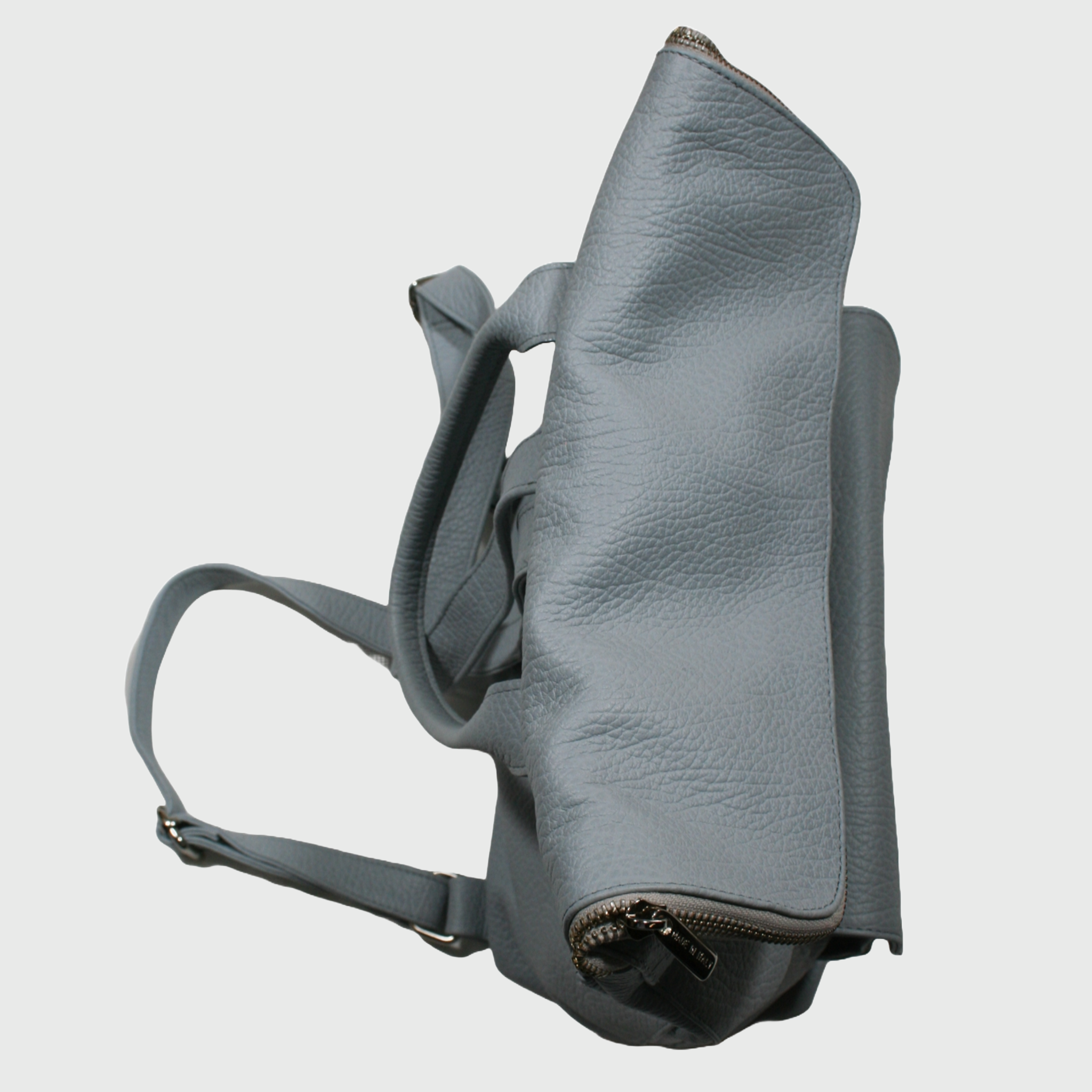 Borsa donna, borsa in pelle, vera pelle, Zaino Cerniera azzurro, artigianato italiano, Pelle Nuda