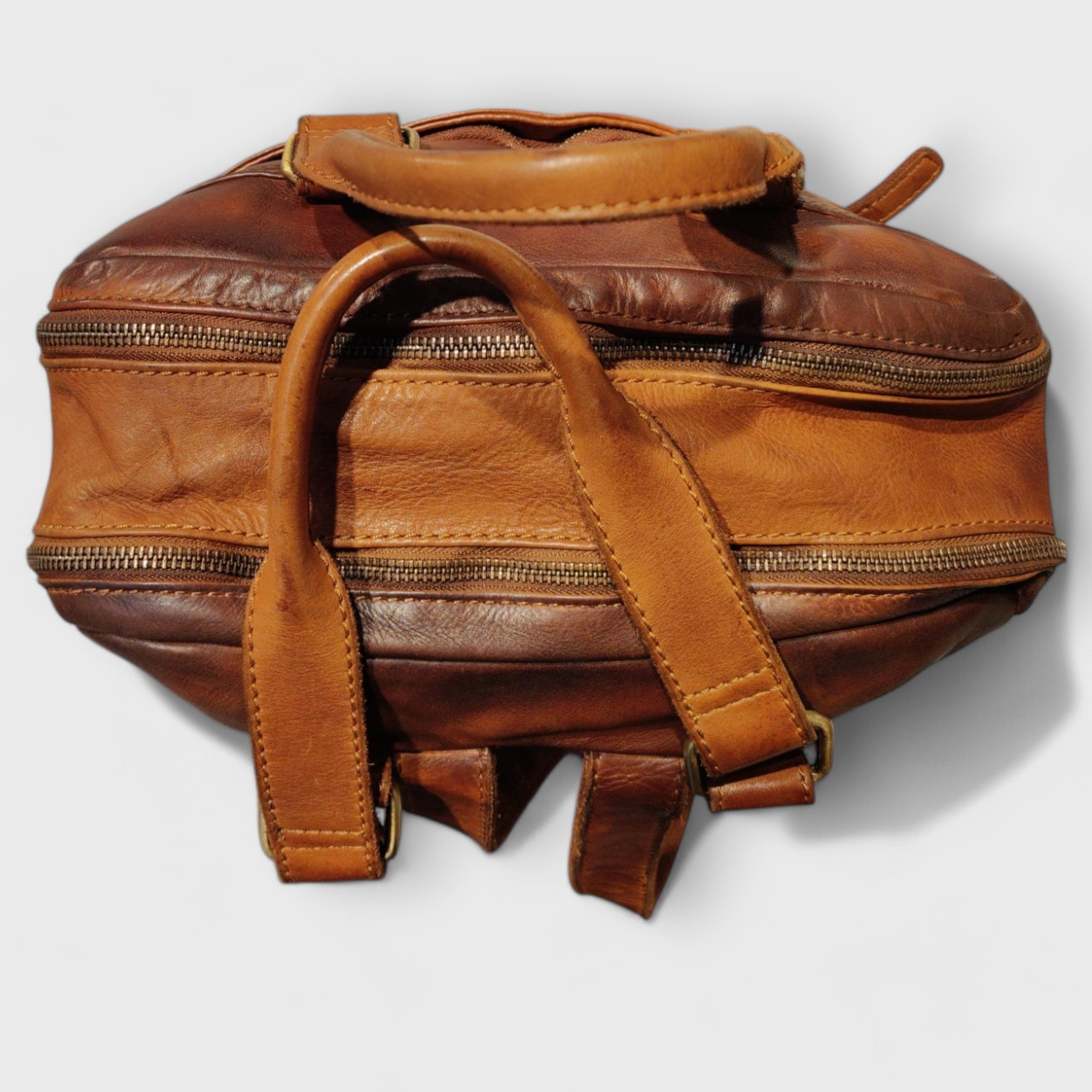 ZAINO DOPPIO in pelle marrone