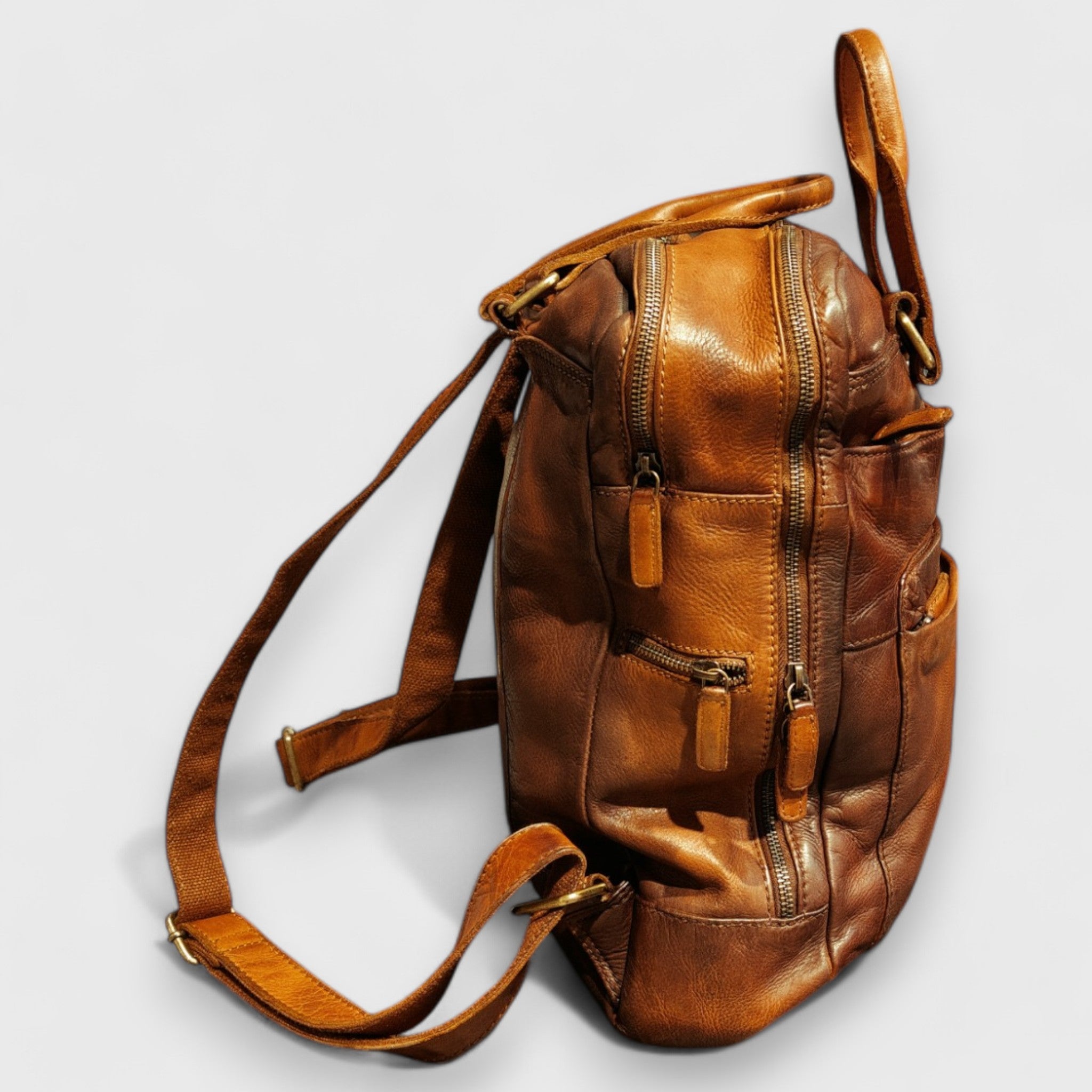 ZAINO DOPPIO in pelle marrone