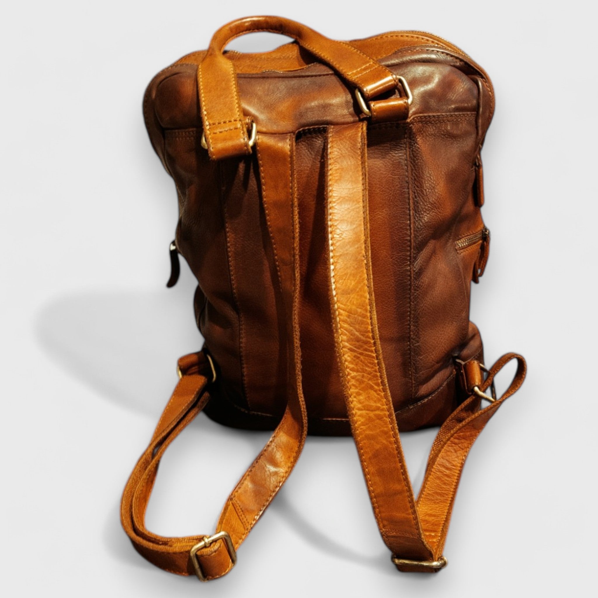 ZAINO DOPPIO in pelle marrone