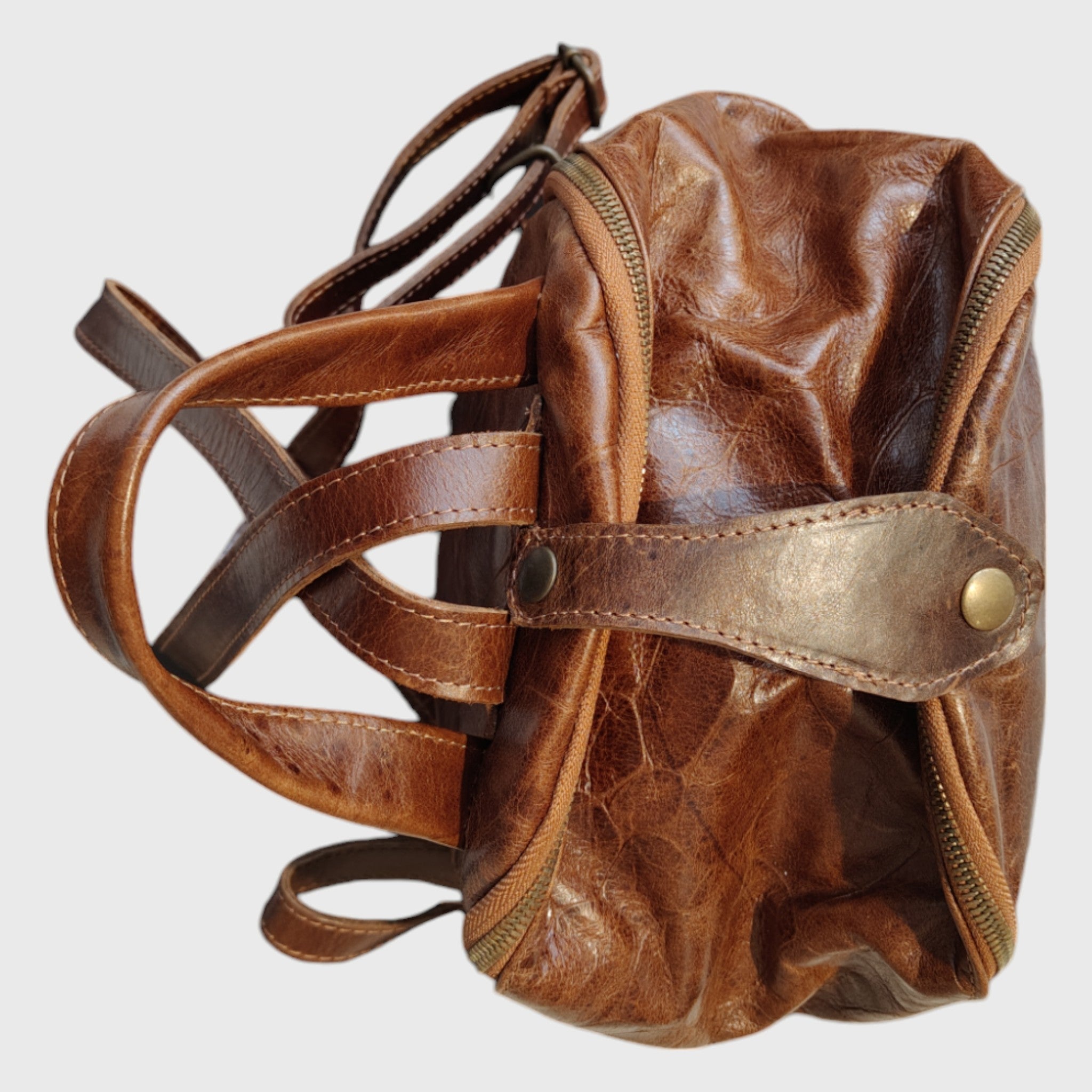 Pelletteria Pelle Nuda Milano, Artigianato italiano, vera pelle, borsa donna, Zaino micro marrone