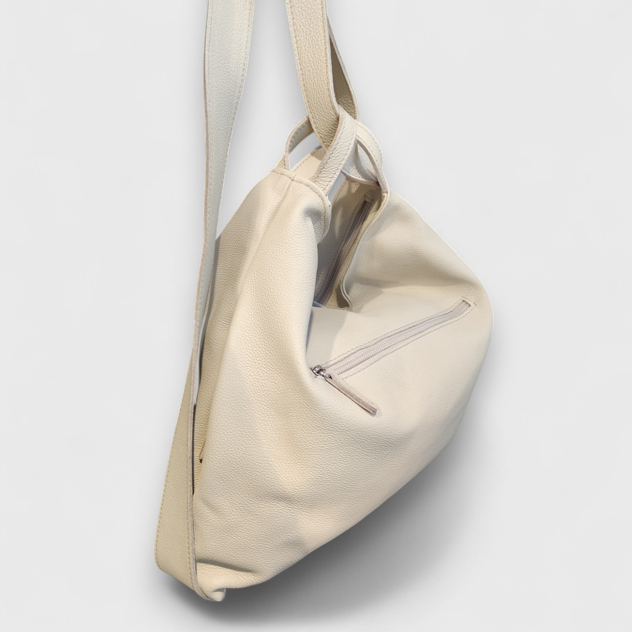 Pelletteria Pelle Nuda Milano, Artigianato Italiano, Vera pelle, Negozio borse donna, Zaino Roma beige