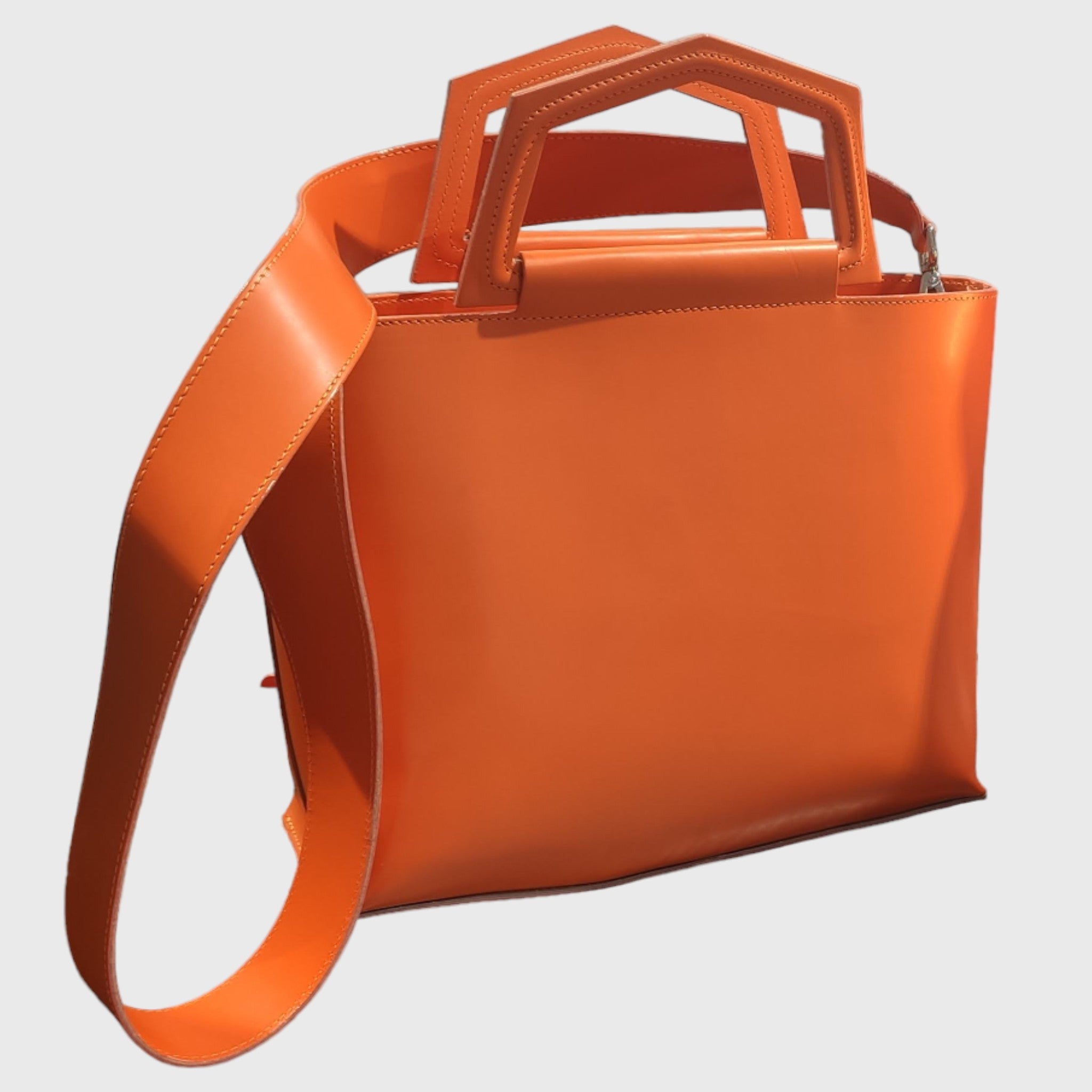 Borsa donna, borsa in pelle, vera pelle, Betty arancione, artigianato italiano, Pelle Nuda