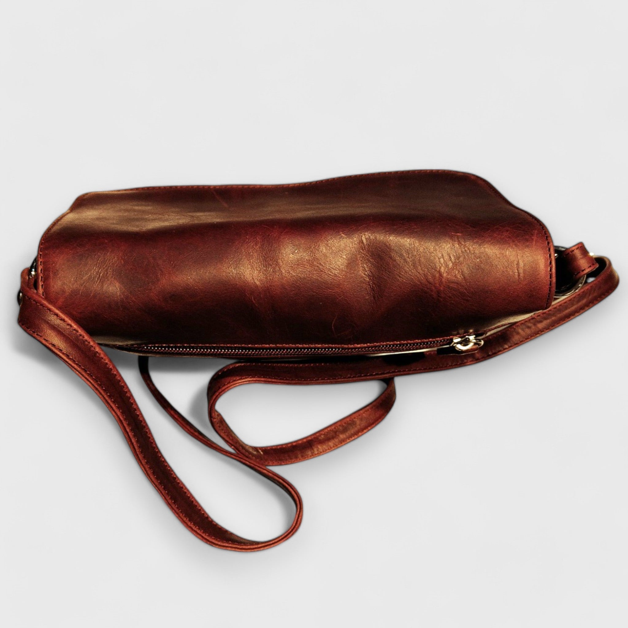 Pelletteria Pelle Nuda Milano, Artigianato italiano, vera pelle, Borsa donna, Tracolla, Big tre soffietti bordeaux