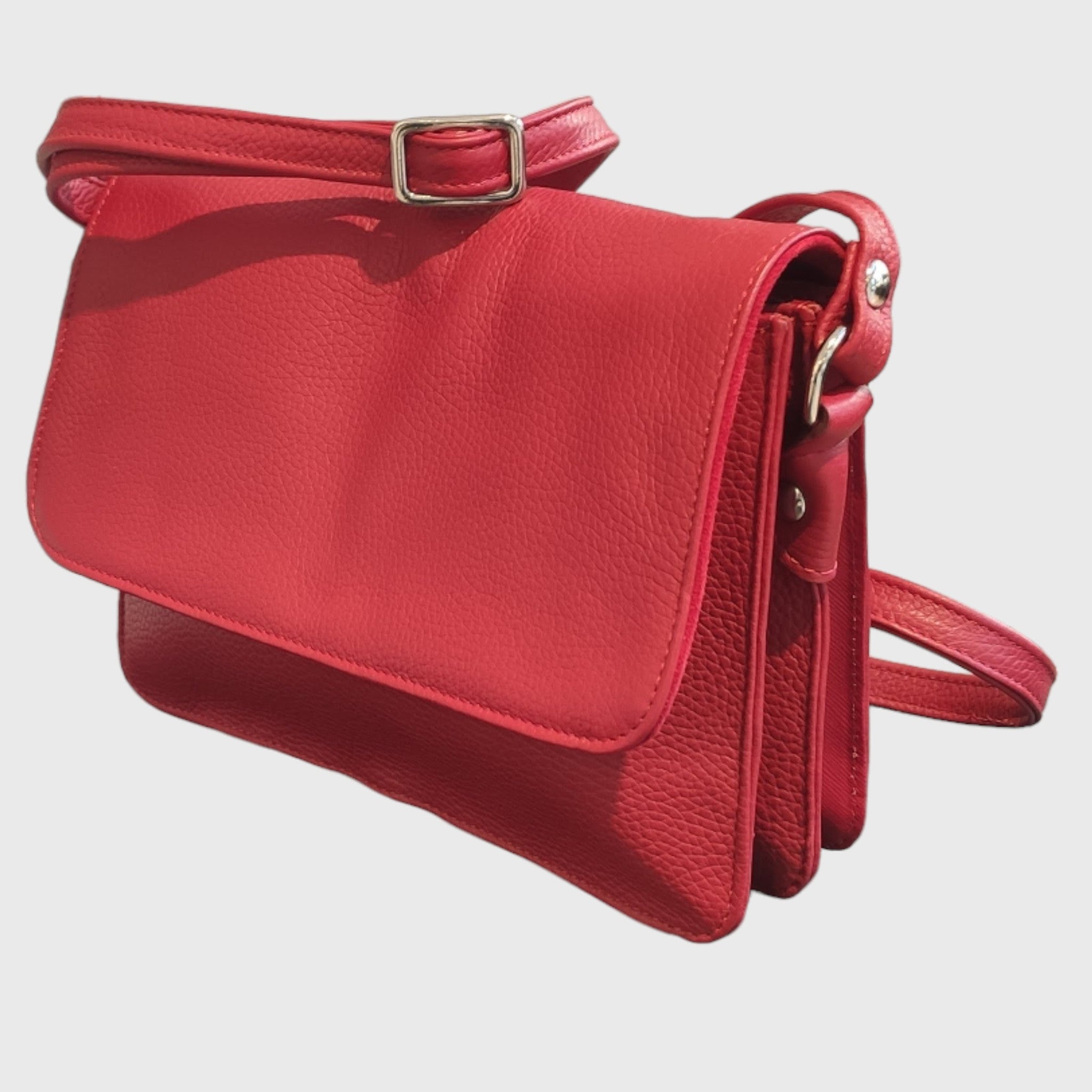Pelletteria Pelle Nuda Milano, Artigianato italiano, Borse donna, vera pelle, Big tre soffietti rossa