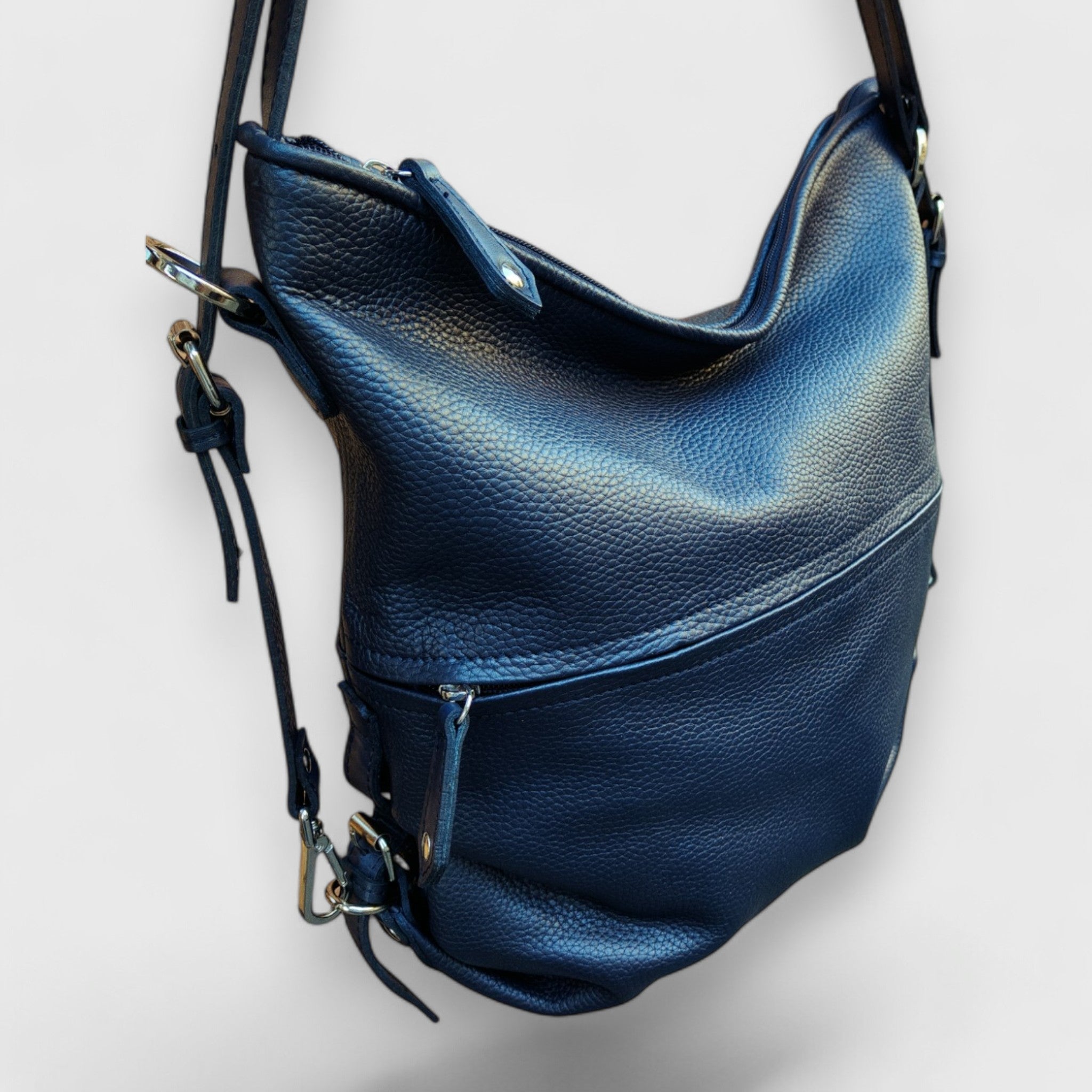 BORSA ZAINO in pelle colore blu