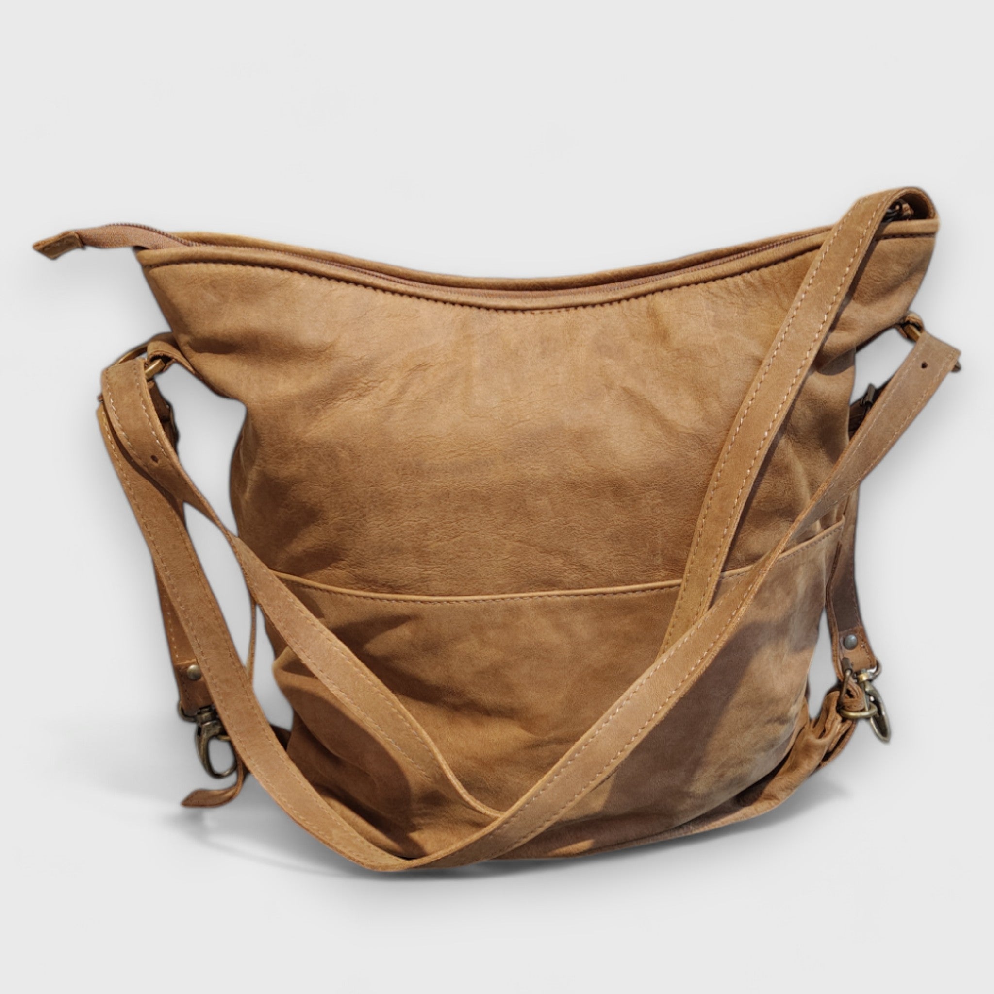 Pelletteria Pelle Nuda Milano, Artigianato italiano, vera pelle, borsa donna, Borsa zaino marrone