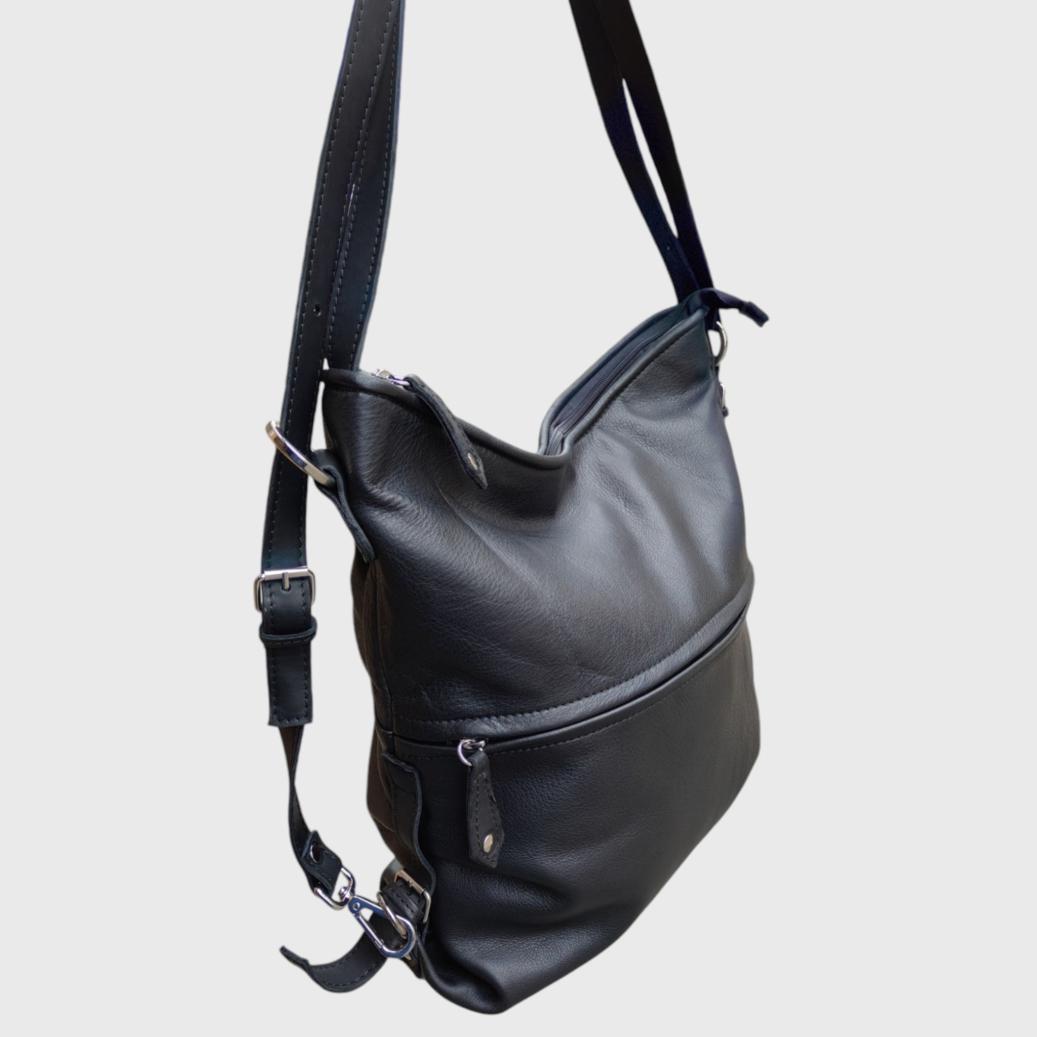 Pelletteria Pelle Nuda Milano, Artigianato italiano, Borsa zaino nero, Borsa donna, vera pelle
