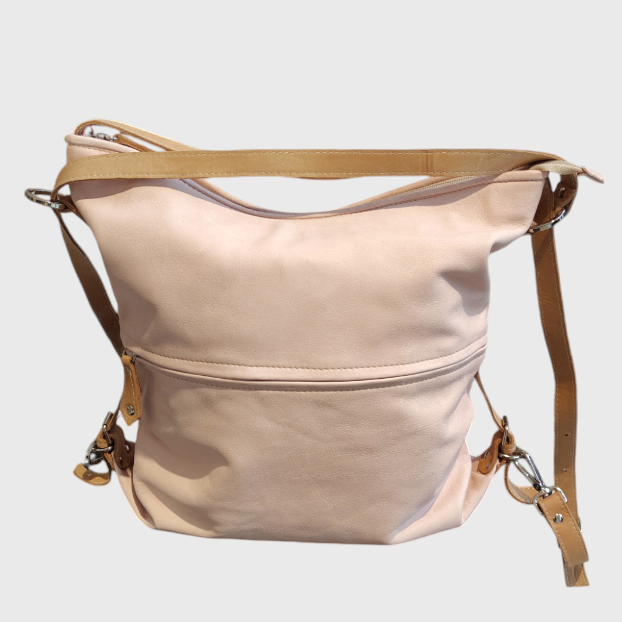 Pelletteria Pelle Nuda Milano, Artigianato italiano, vera pelle, borsa donna, Borsa zaino rosa