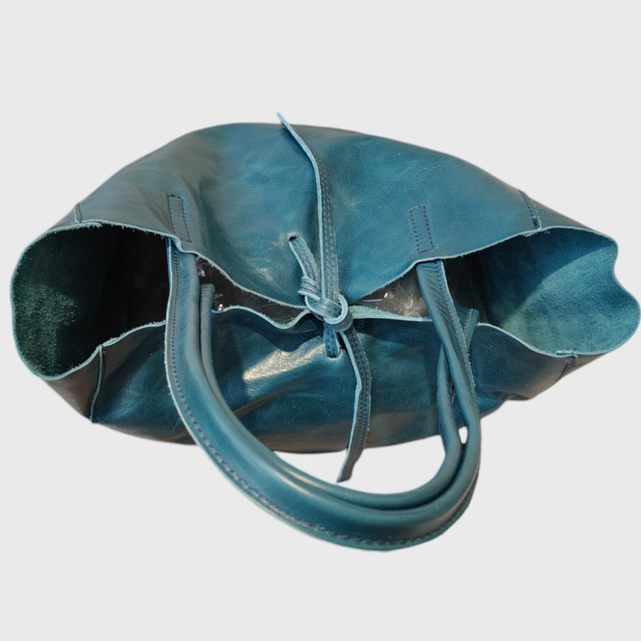Pelletteria Pelle Nuda Milano, Artigianato italiano, borsa donna, vera pelle, Shopper giulia blu