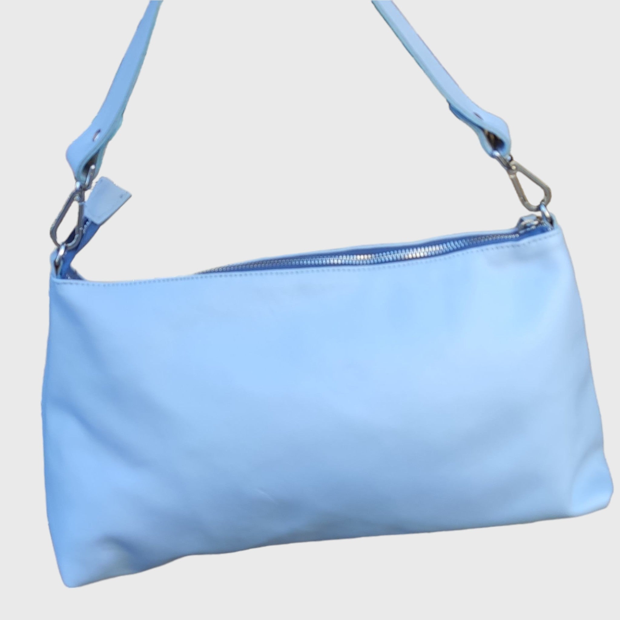 Borsa donna, Borsa in pelle, vera pelle, Lorenza azzurro, artigianato italiano, Pelletteria Pelle Nuda Milano