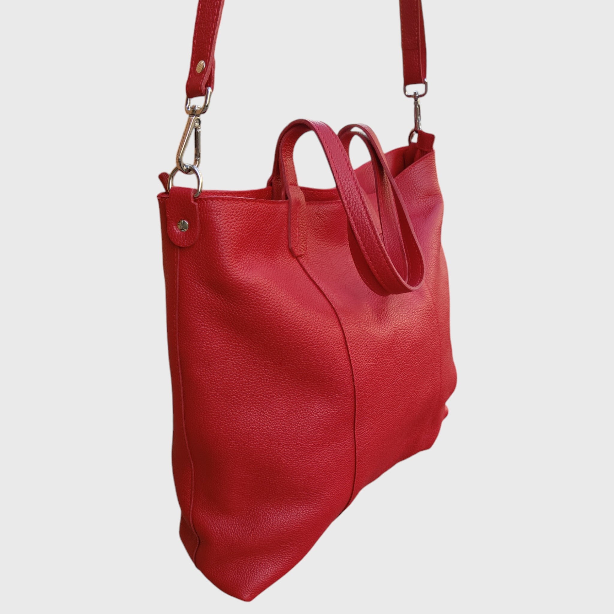 Pelletteria Pelle Nuda Milano, Artigianato italiano, vera pelle, borsa donna, Loris rosso