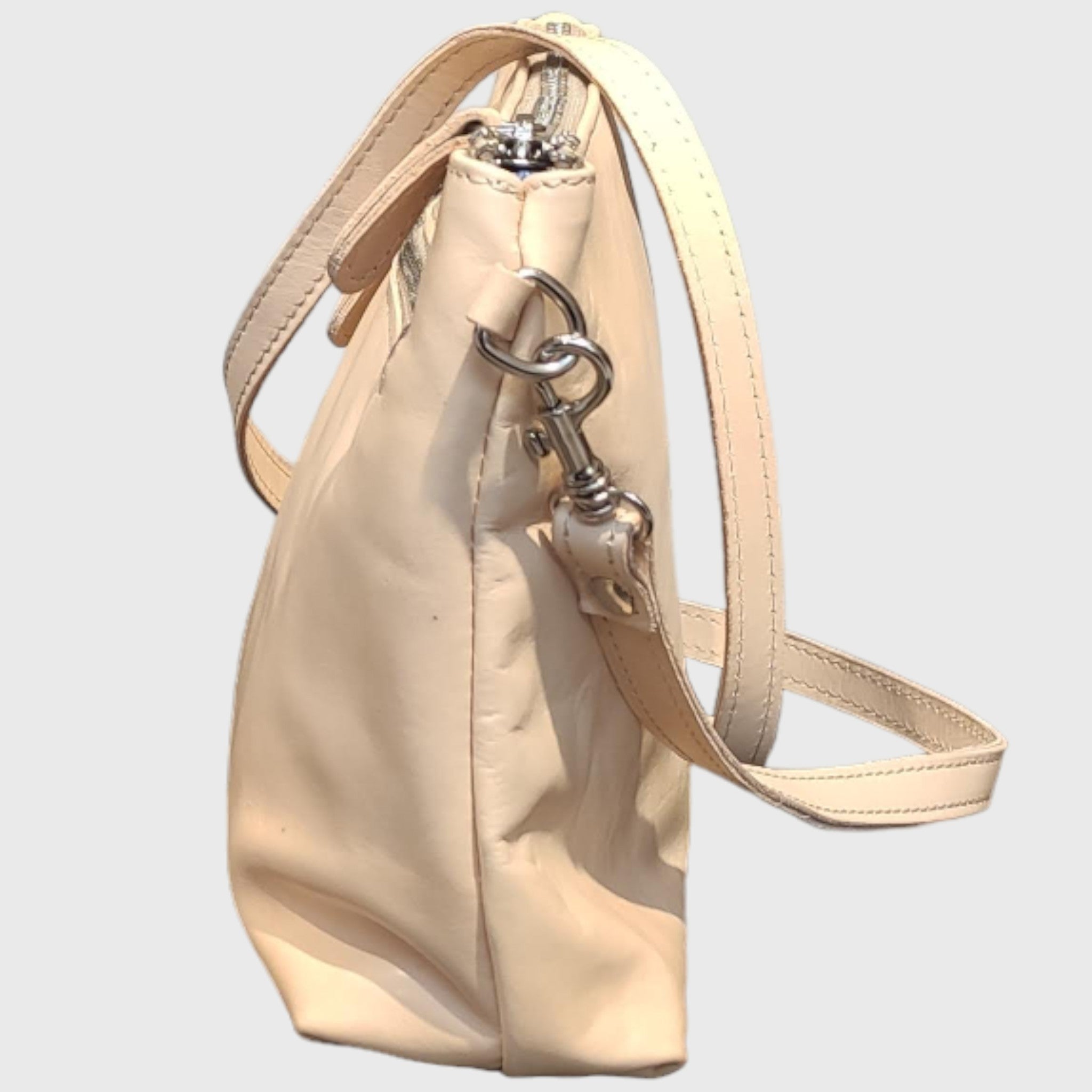Pelletteria Pelle Nuda Milano, Artigianato italiano, vera pelle, borsa donna, Martina beige