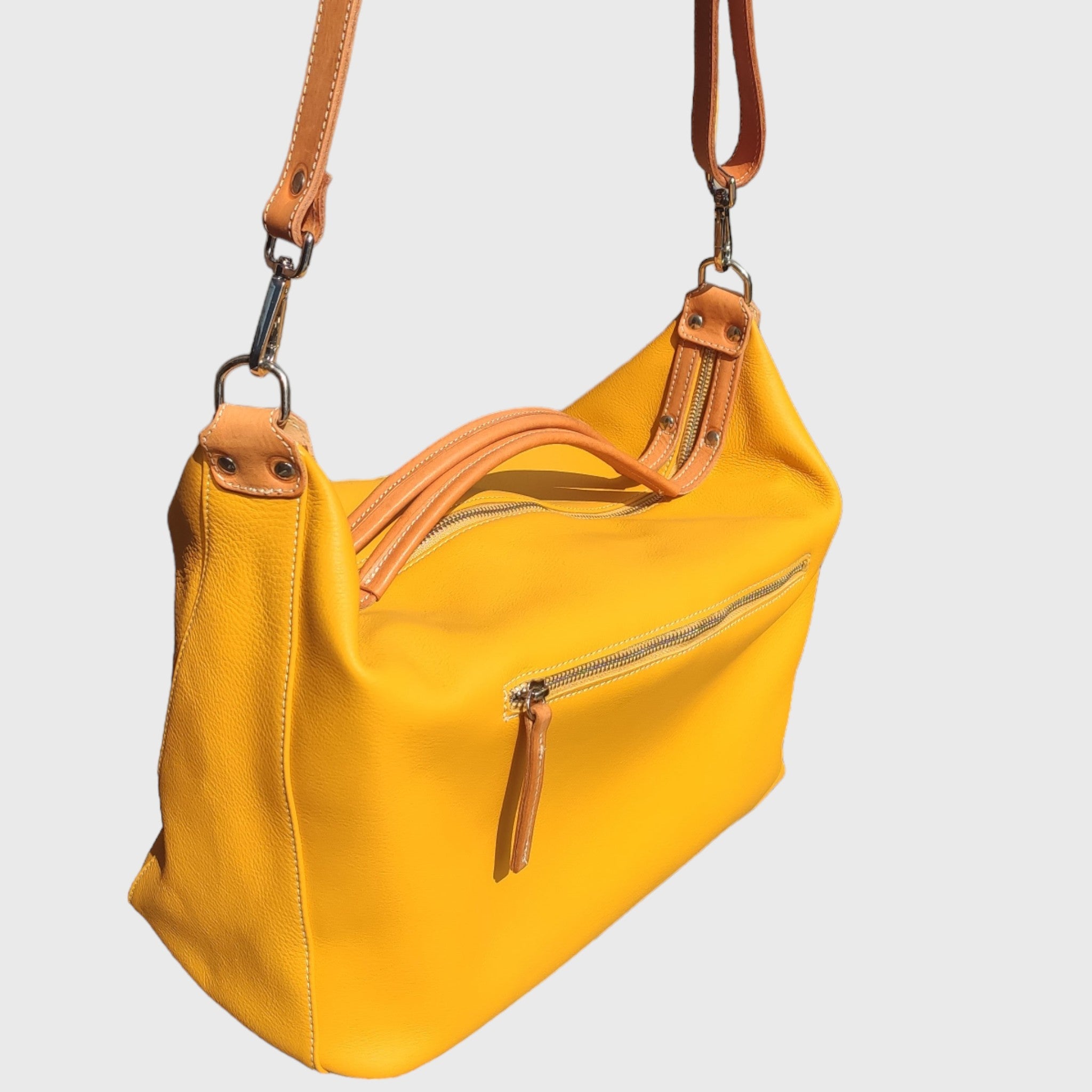 Pelletteria Pelle Nuda Milano, artigianato italiano, vera pelle, borsa donna, Natalia giallo