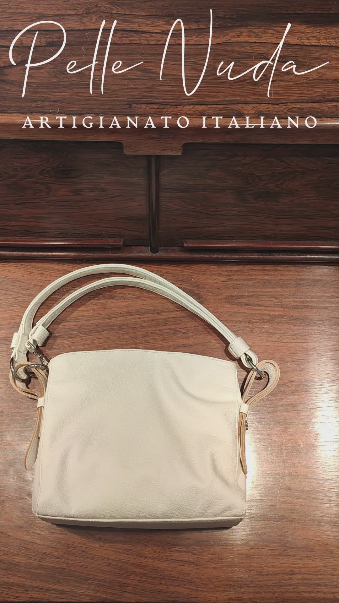 Borsa donna, Borsa in pelle, vera pelle, Valery bianco, artigianato italiano, Pelletteria Pelle Nuda Milano