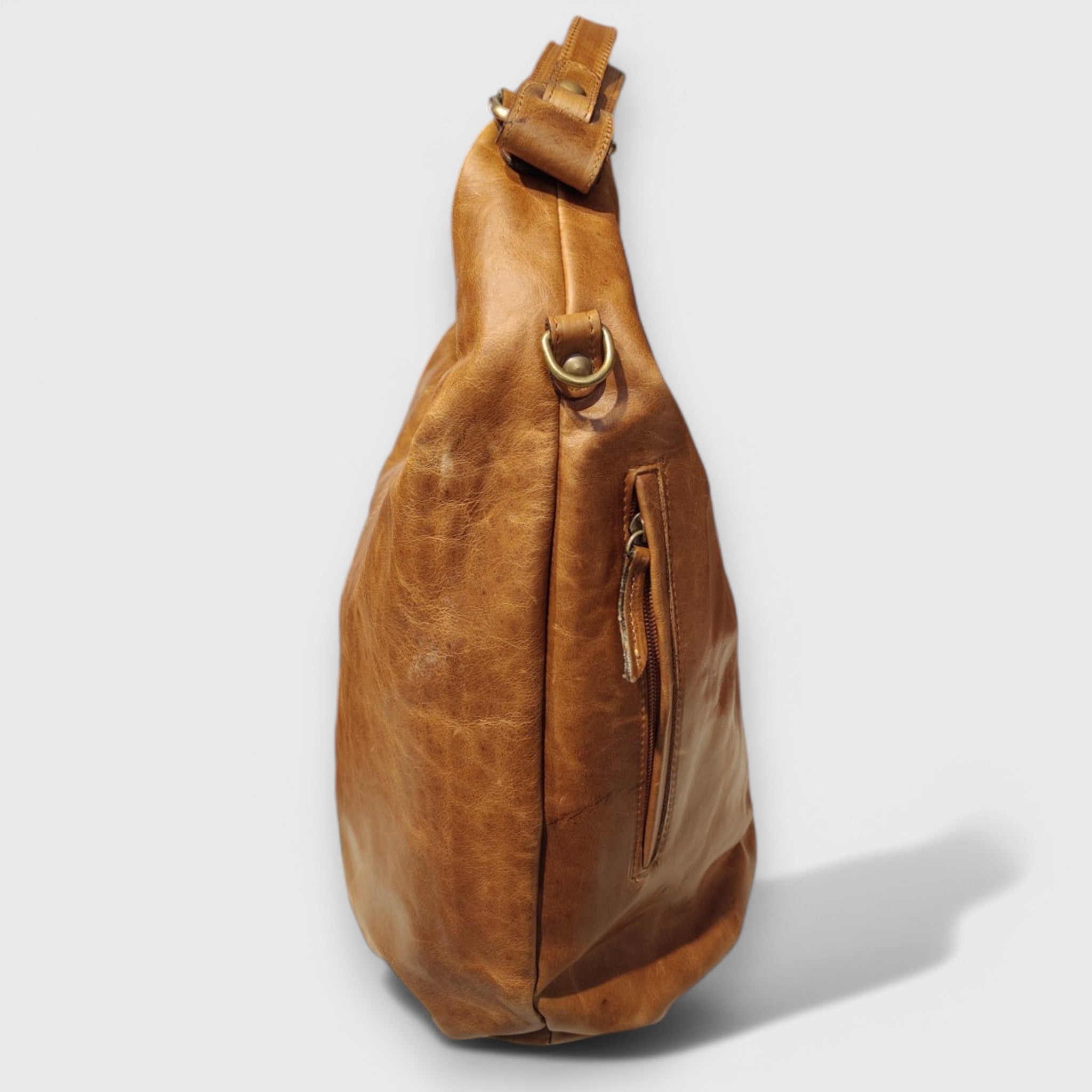 SACCA CROCE in brown color leather