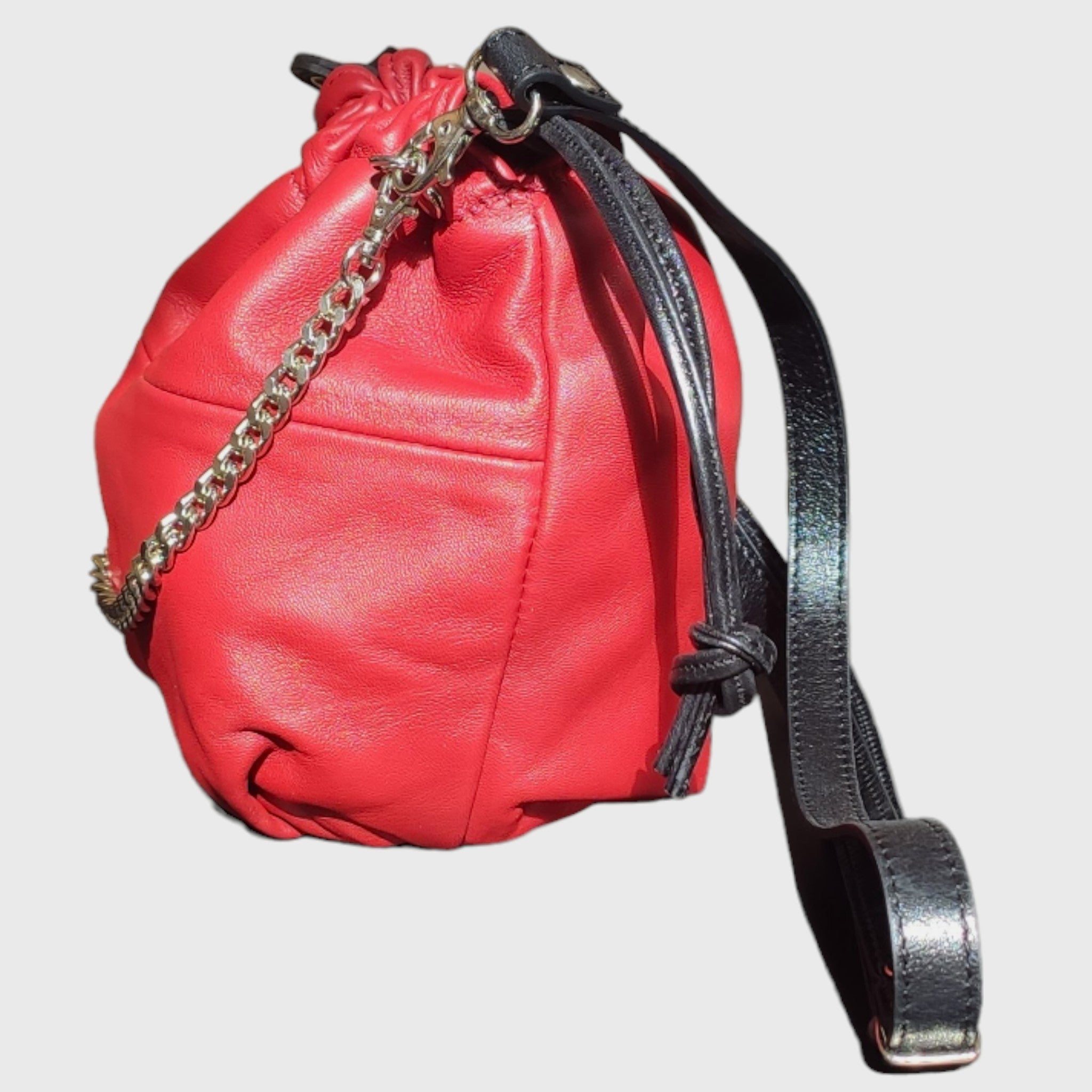 Pelletteria Pelle Nuda Milano, Borsa donna, Vera pelle, Artigianato italiano, Sacchetto alba rosso