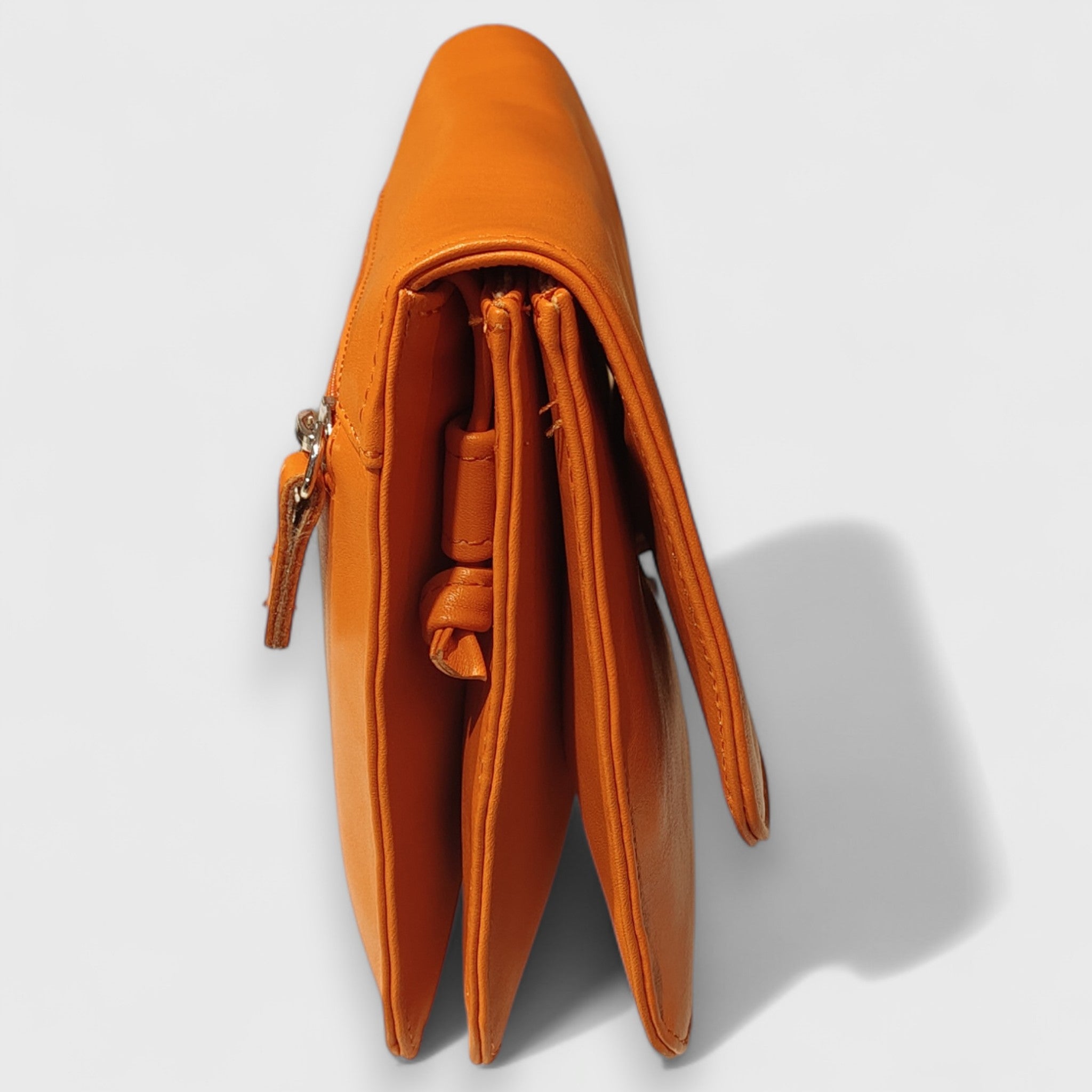 Pelletteria Pelle Nuda Milano, Artigianato Italiano, Vera pelle, Negozio borse donna, tre soffietti arancione