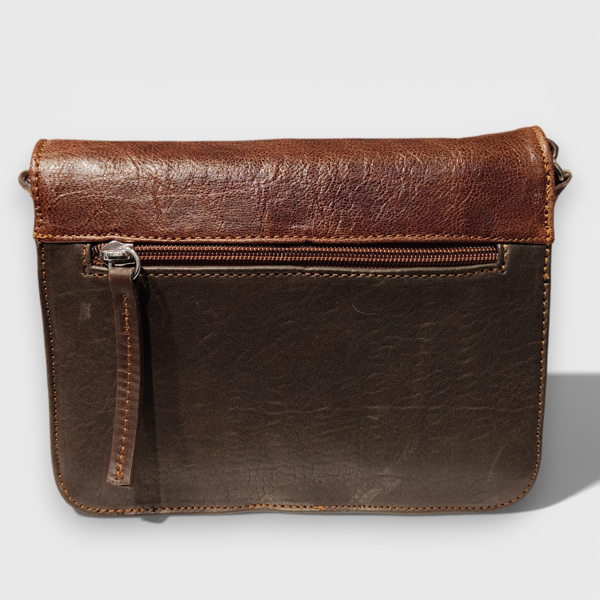 Pelle Nuda Milano, Artigianato Italiano, Vera pelle, Negozio Borse Donna, Tre soffietti marrone patchwork