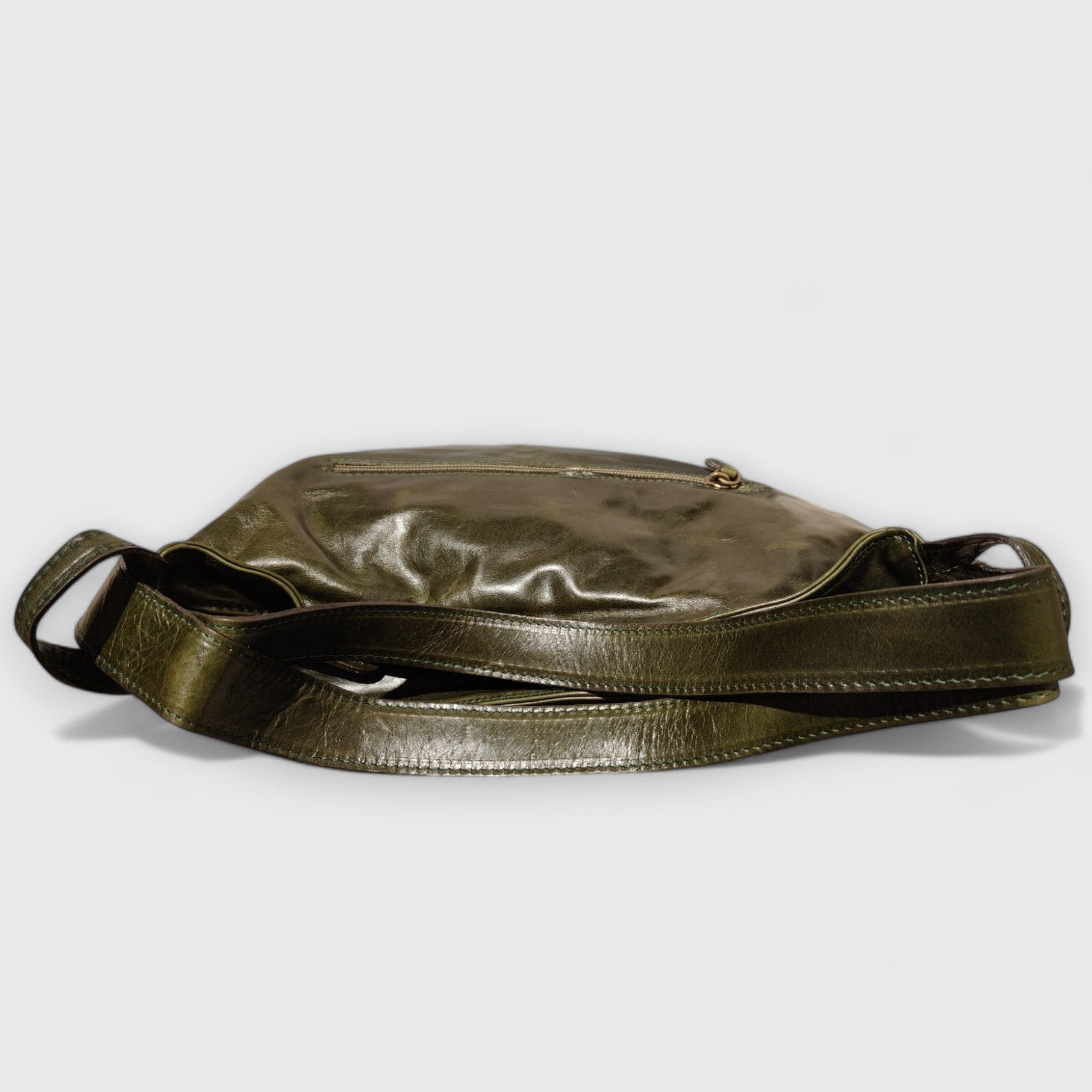 Pelletteria Pelle Nuda Milano, Artigianato Italiano, Vera pelle, Borsa donna, Zaino Roma verde