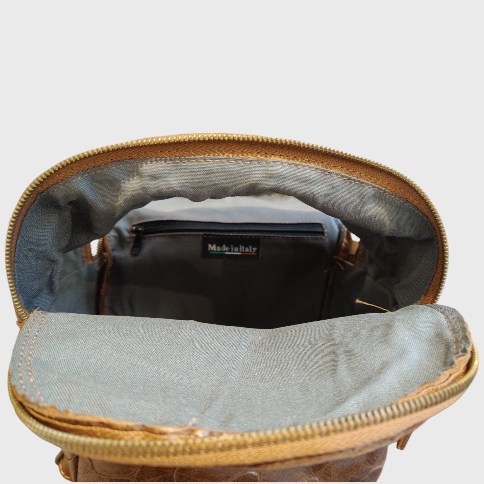 Pelletteria Pelle Nuda Milano, Artigianato italiano, vera pelle, borsa donna, Zaino micro marrone