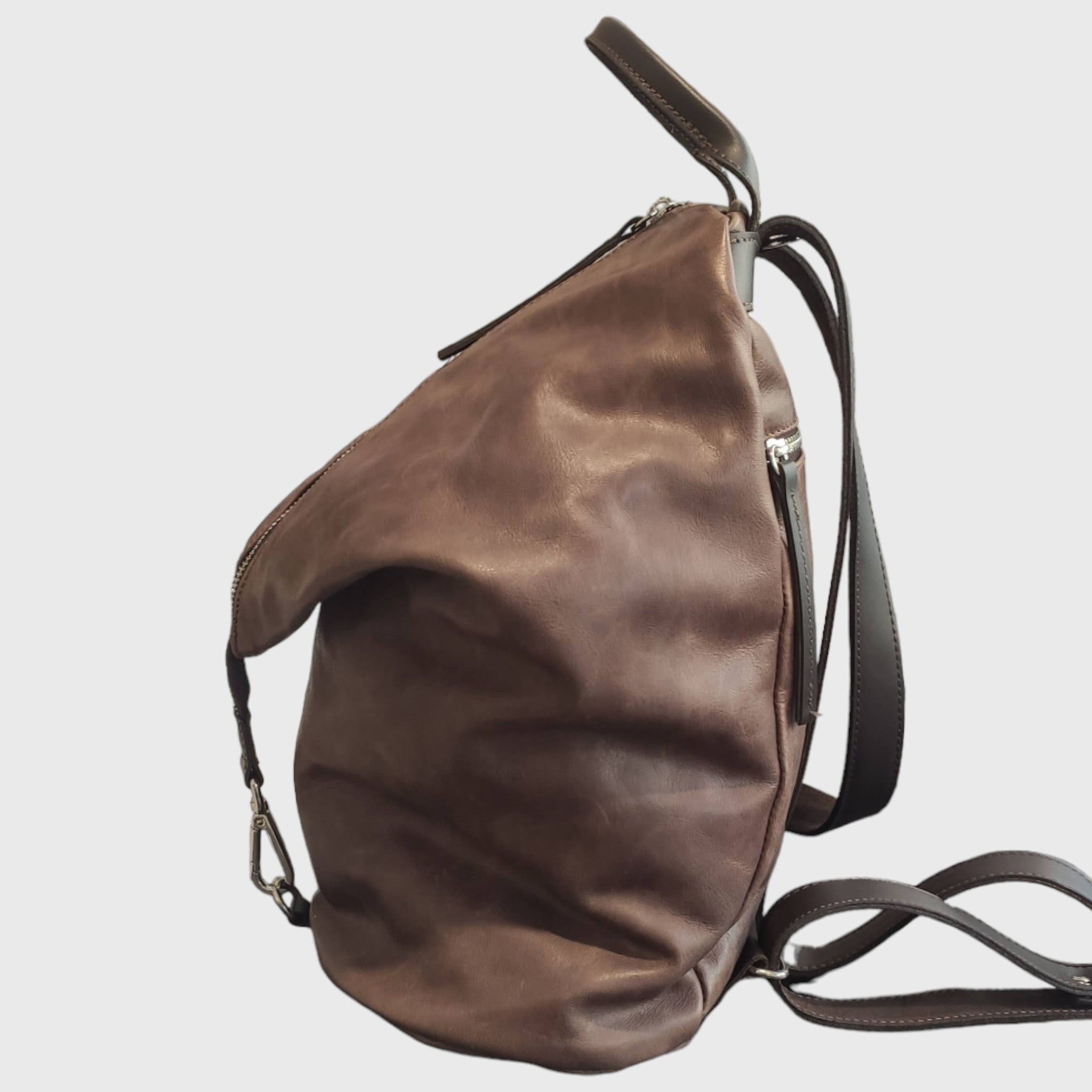 Pelletteria Pelle Nuda Milano, Zaino Rino marrone, vera pelle, artigianato italiano