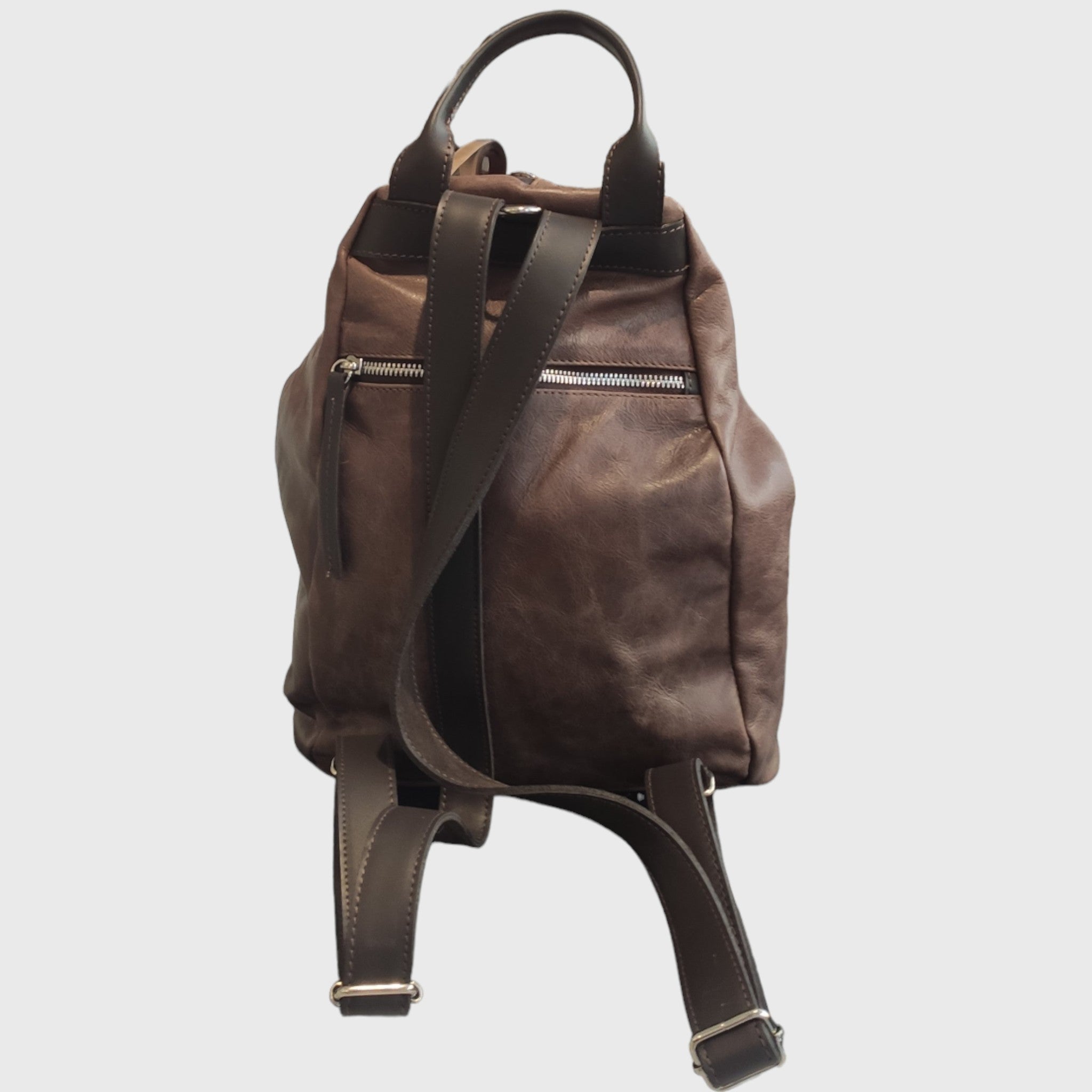 Pelletteria Pelle Nuda Milano, Zaino Rino marrone, vera pelle, artigianato italiano