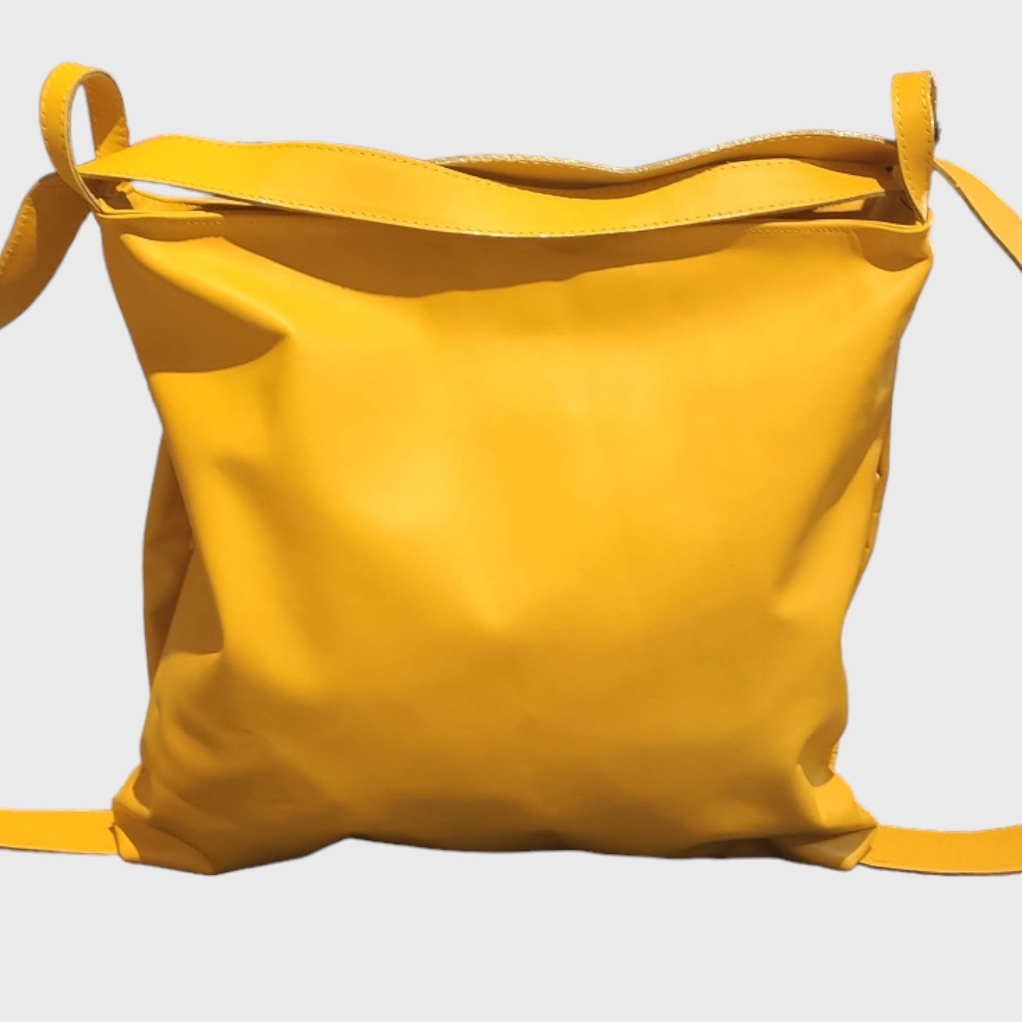 Pelletteria Pelle Nuda Milano, Artigianato Italiano, borsa donna, zaino Roma giallo, vera pelle