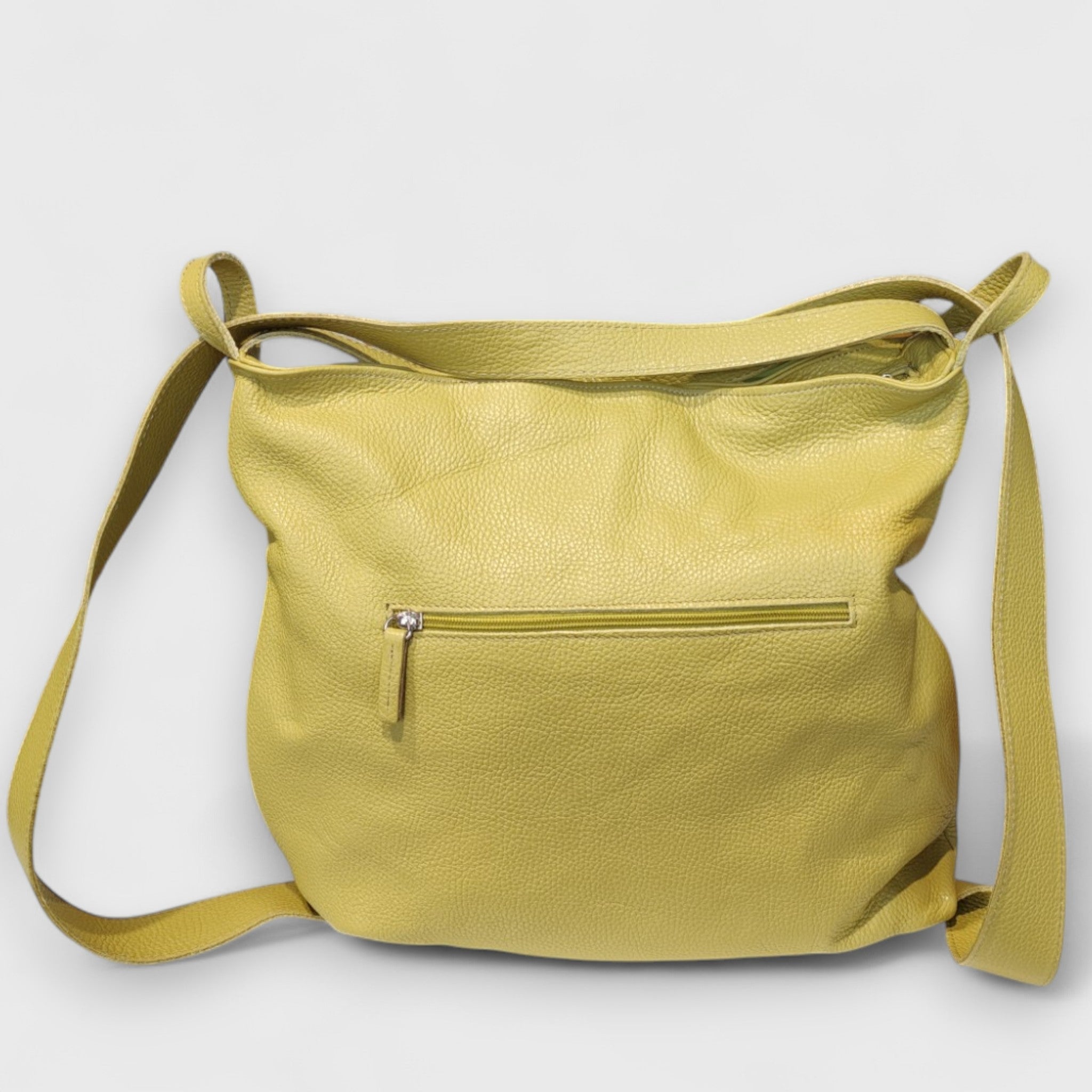 Pelletteria Pelle Nuda Milano, Artigianato Italiano, Vera Pelle, Negozio borse donna, Zaino Roma verde