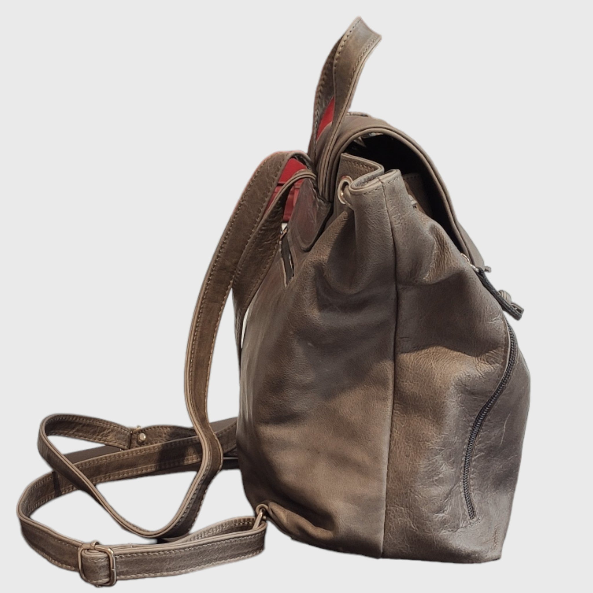 ZAINO TAPPO in pelle grigia