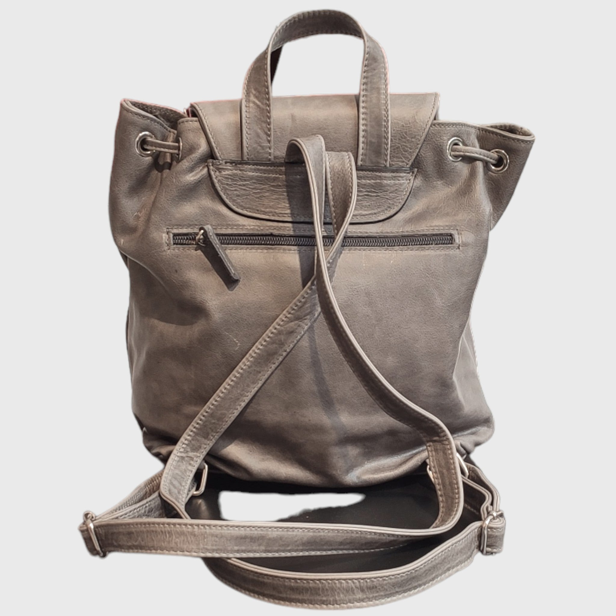 ZAINO TAPPO in pelle grigia