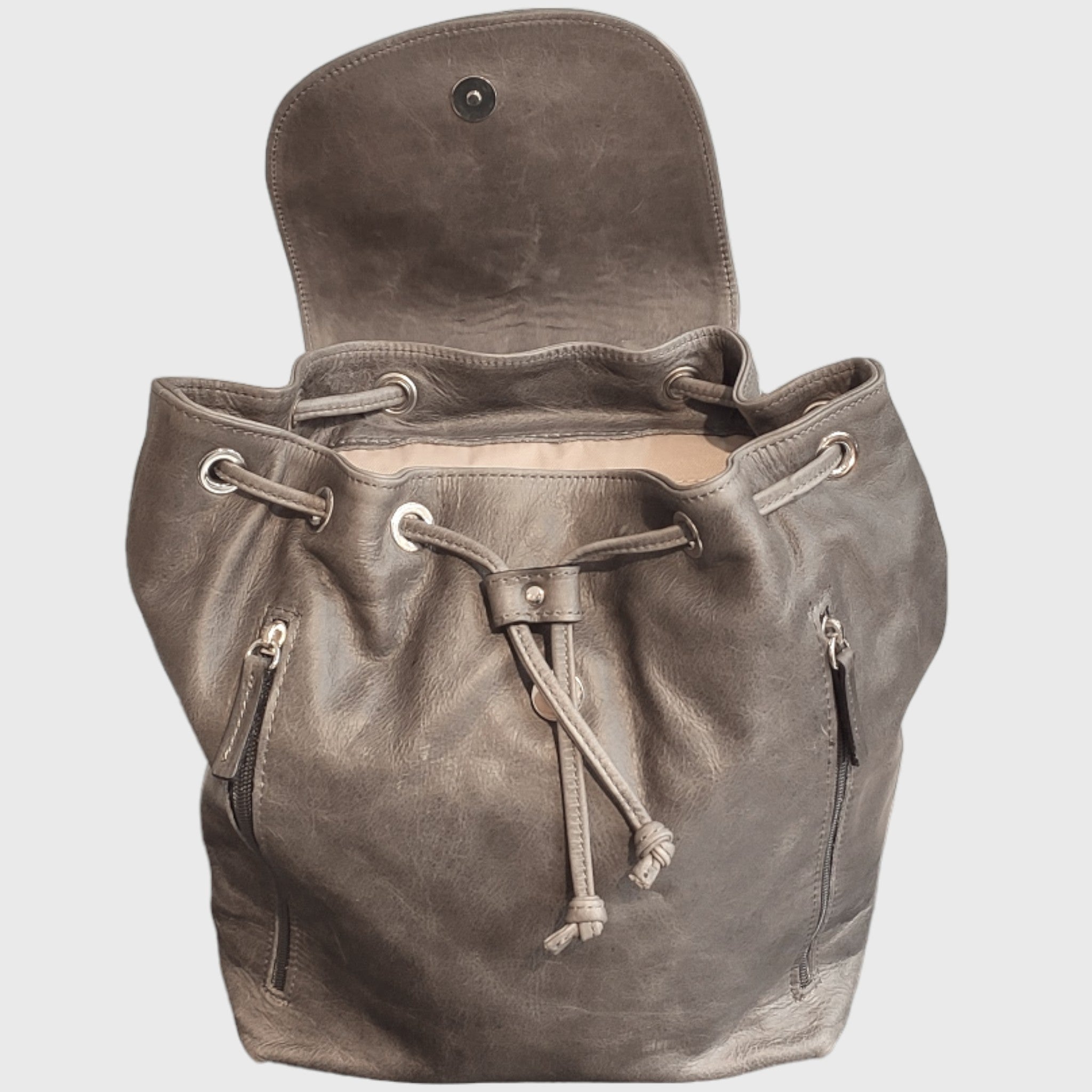 ZAINO TAPPO in pelle grigia
